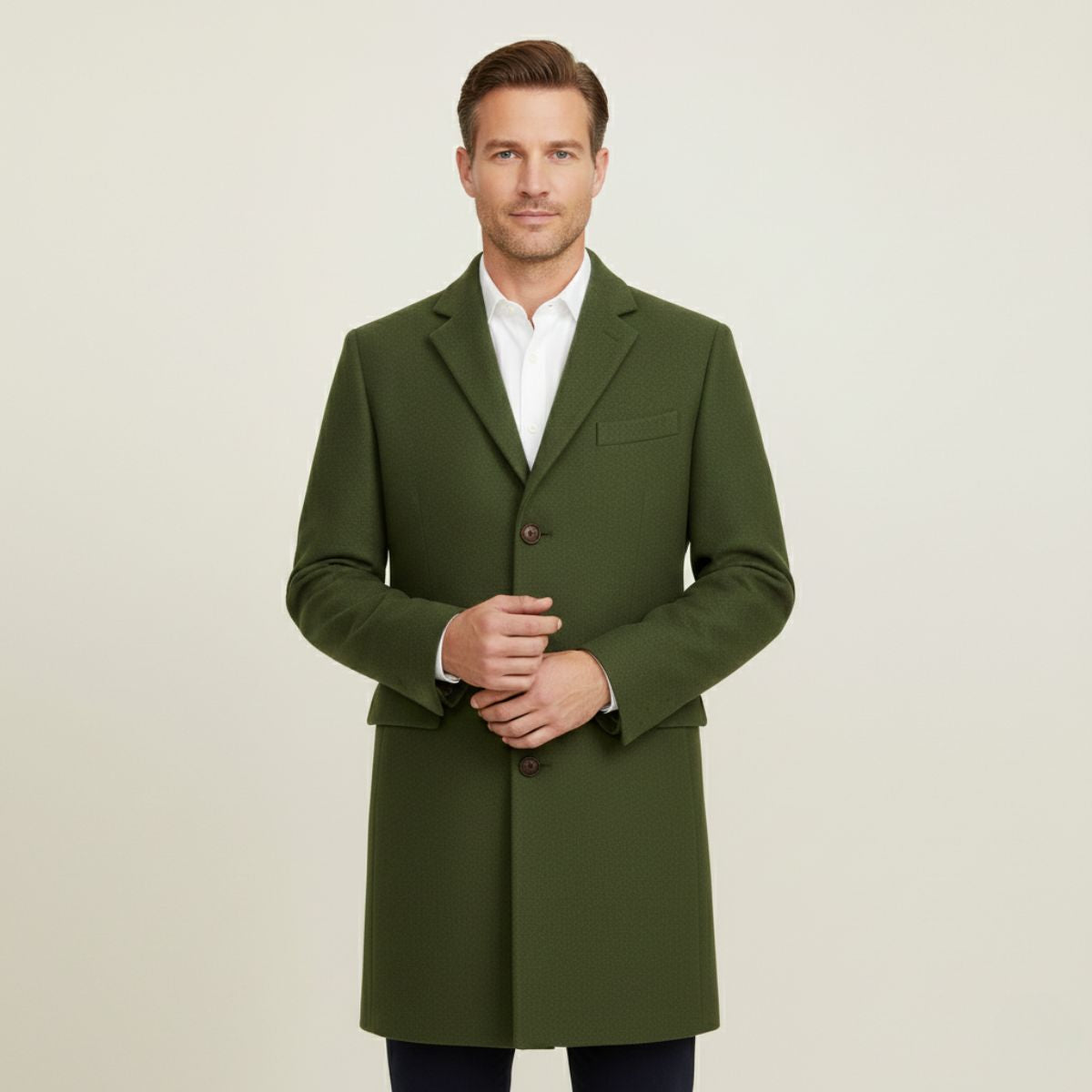 The Brianza Men’s Smart Single Breasted Wool Blend Overcoat