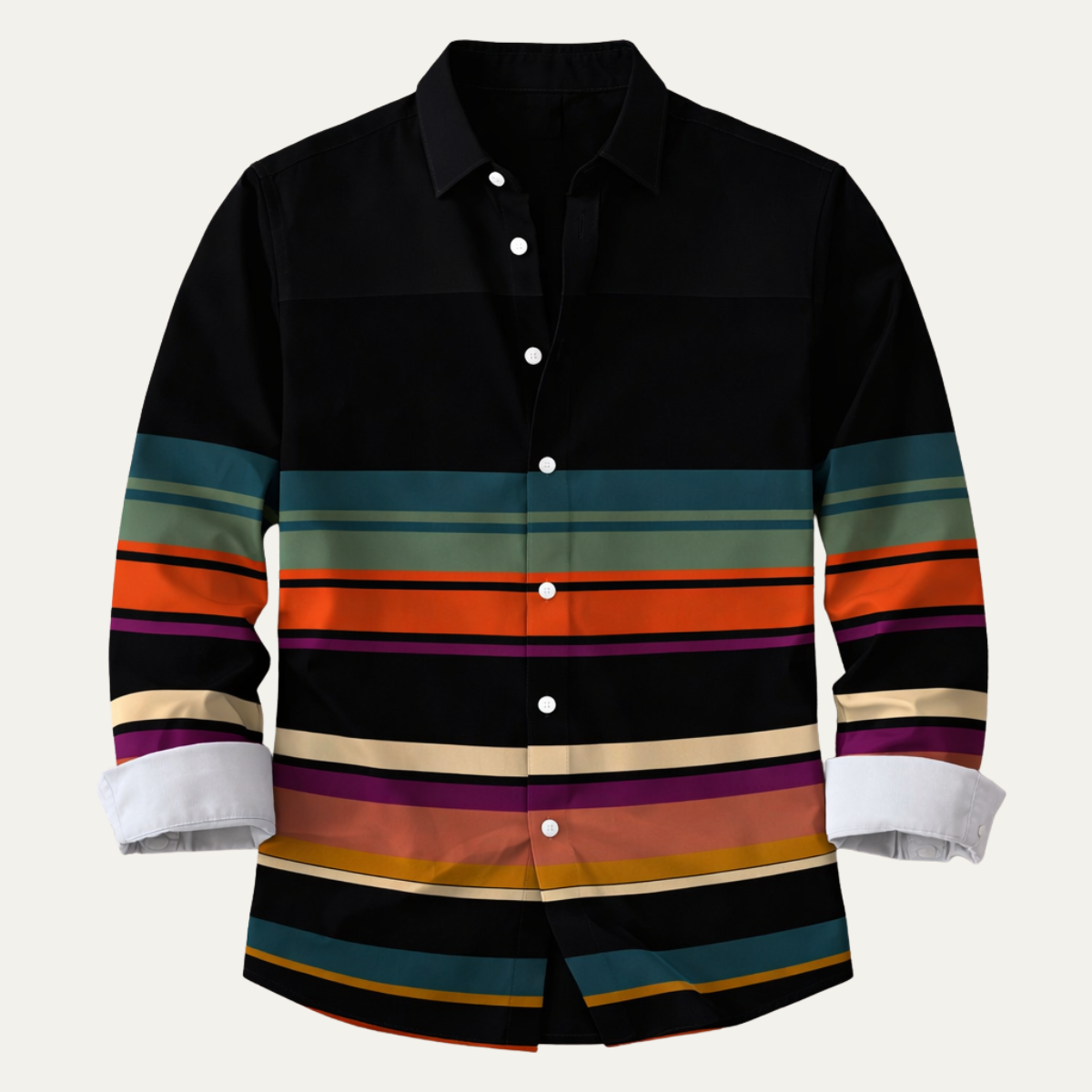 The Glenpark Men’s Modern Color Block Striped Trendy Shirt