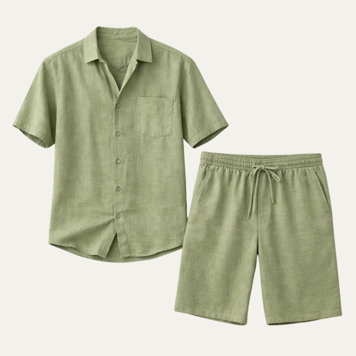 The Glenhill Men’s Lightweight Summer Linen Set –Shirt &amp; Shorts