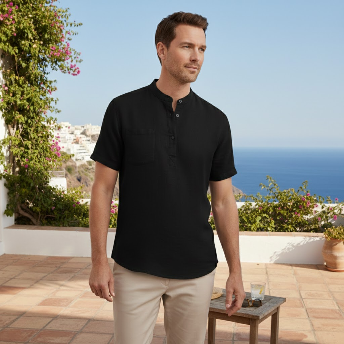 The Sardinia Men’s Casual Linen Henley Summer Shirt