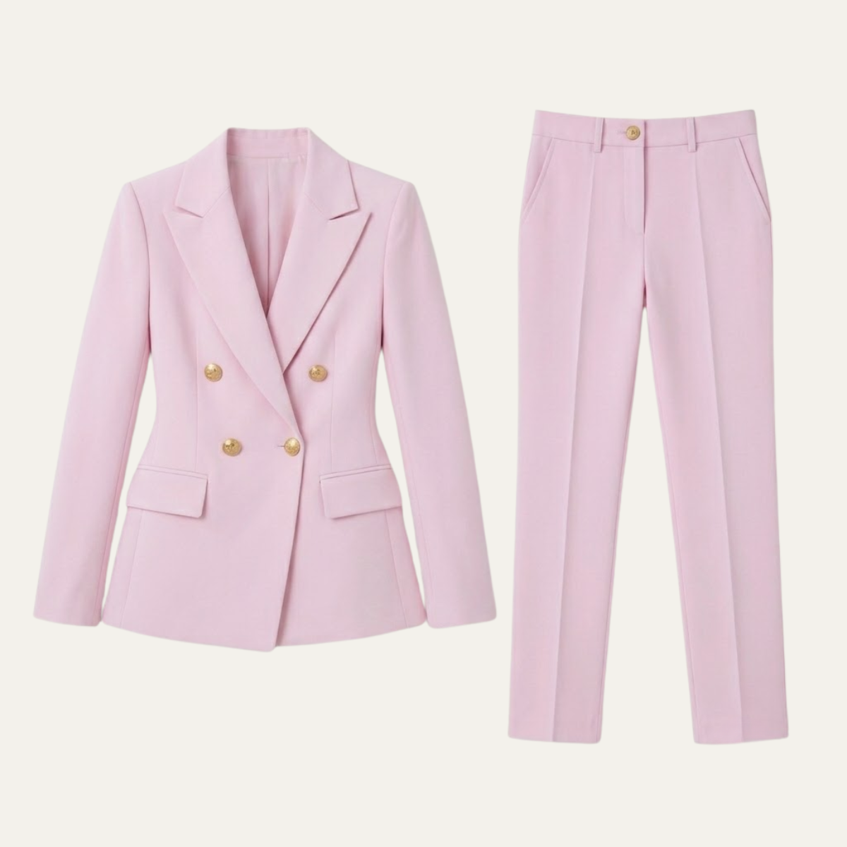 Tailored Blazer & Straight Leg Pant Suit Set