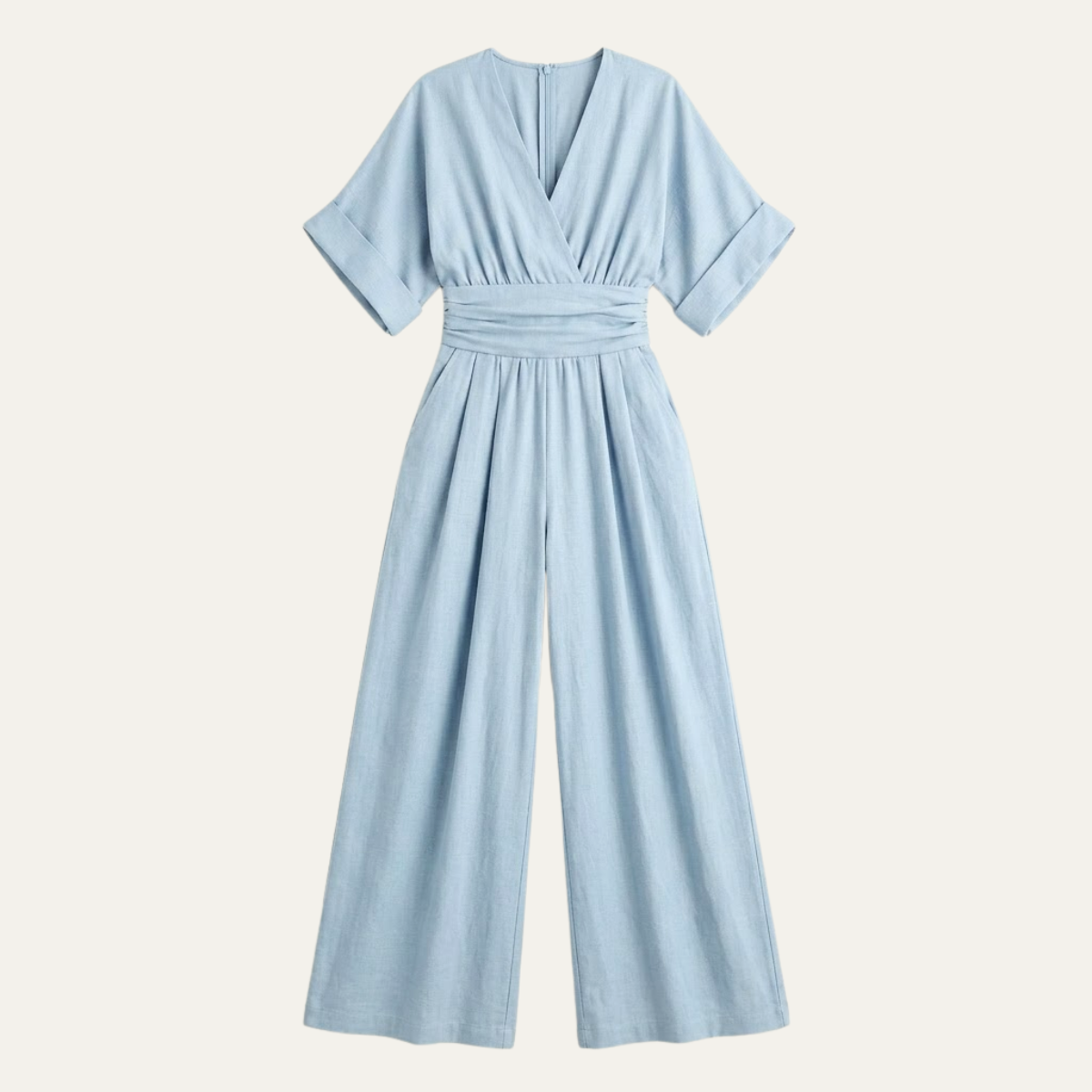 Elegant V Neck Wide Leg Jumpsuit