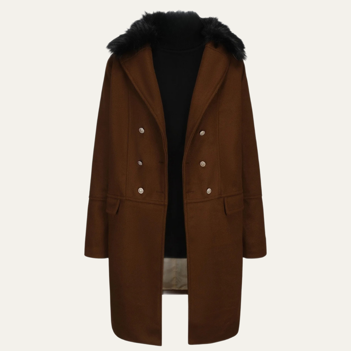 The Courmayeur Men's Streetwear Fur Collar Double breasted Jacket