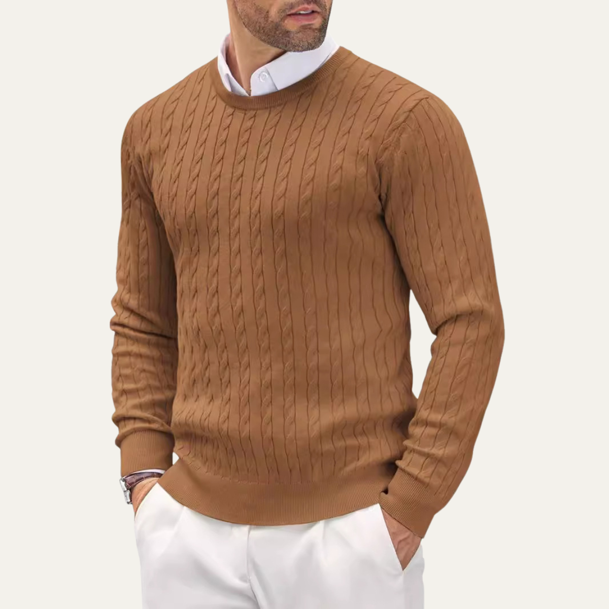 The Ashmont Ridge Men’s Cable Knit Soft Warm Winter Round Neck Sweater