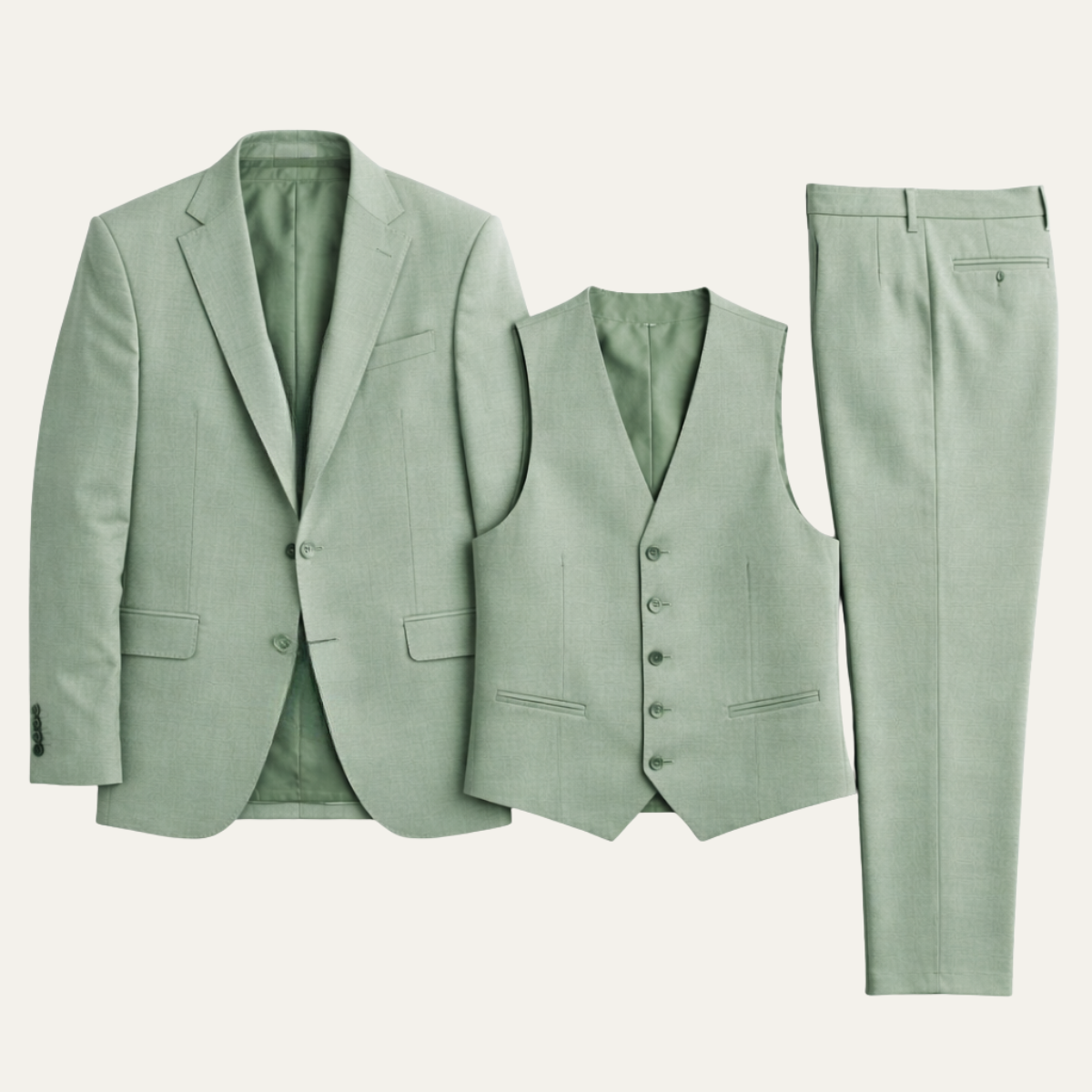The Polignano Men’s Green 3 Piece Suit – Jacket Vest Pants