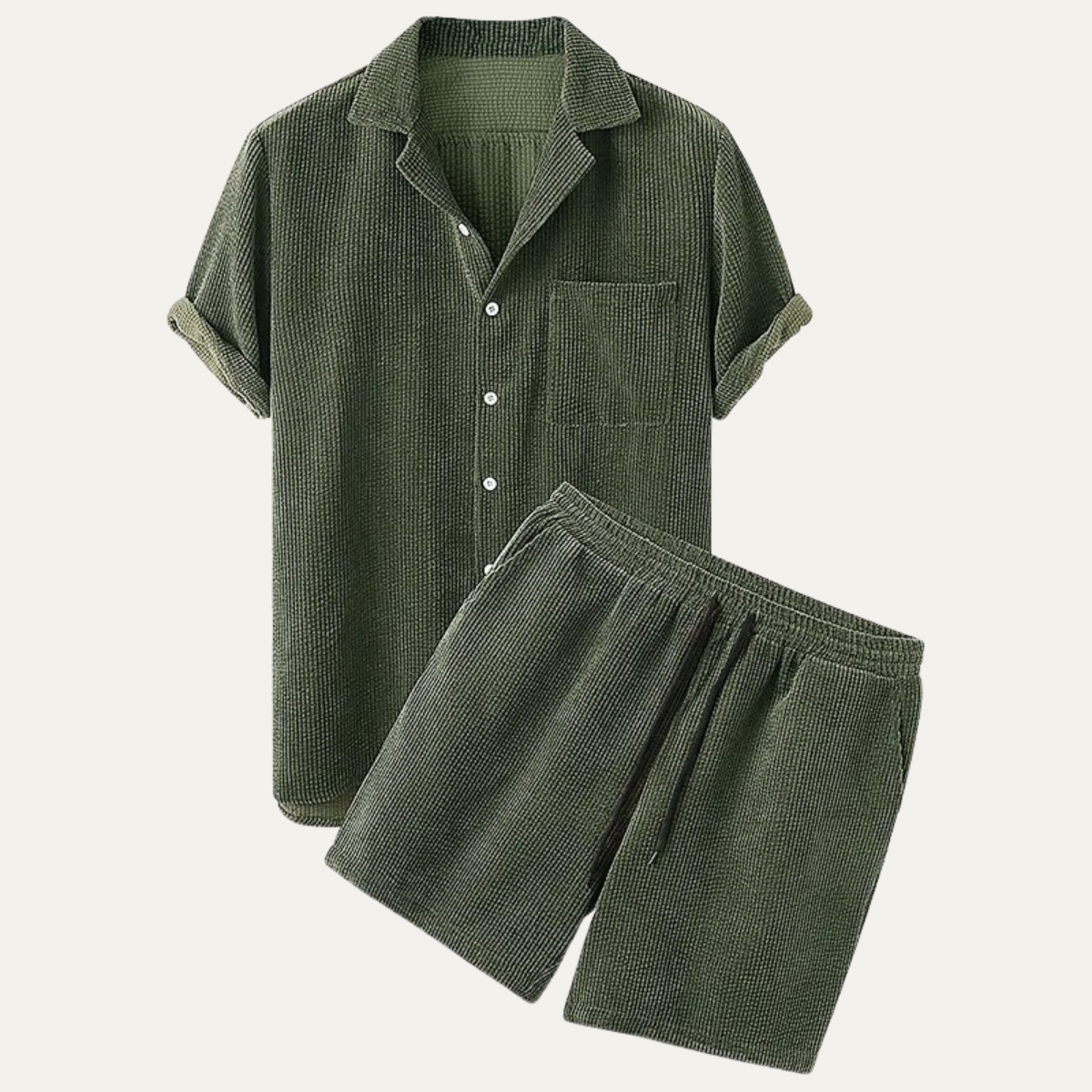 The Yorkminster Men’s Corduroy Summer Set – Shirt &amp; Shorts