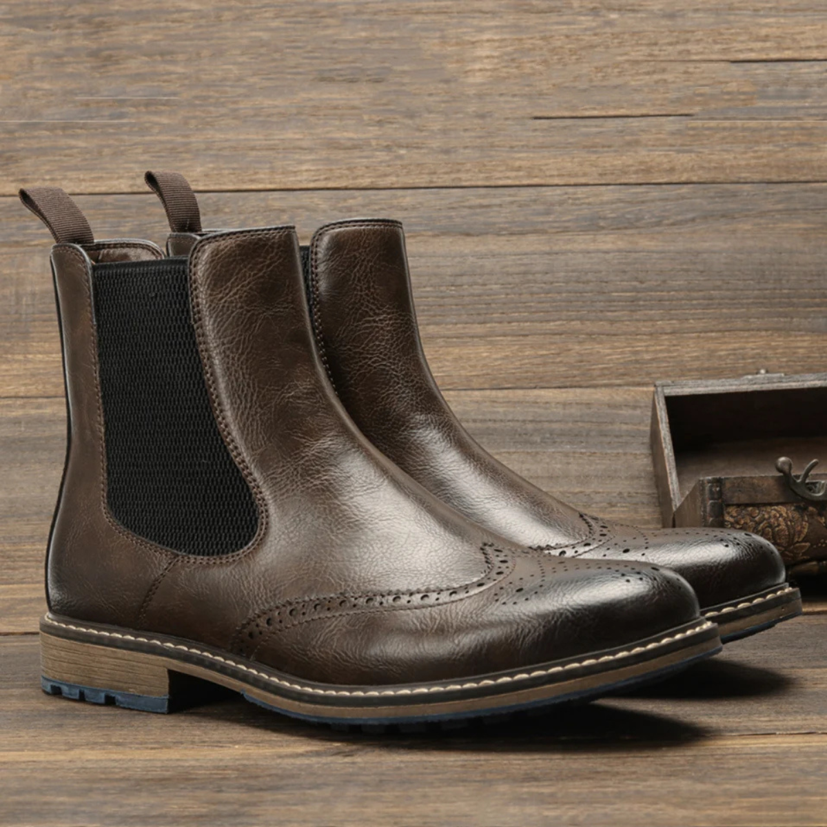 The Monopoli Men’s Classic Brogue Slip On Chelsea Boots