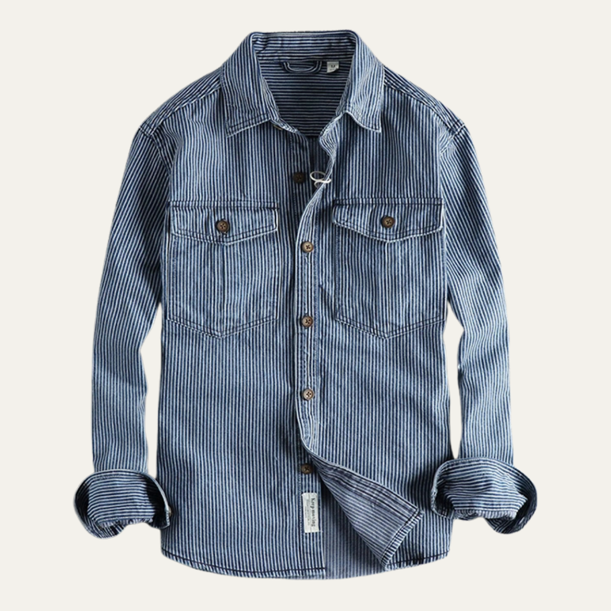 The Ridgepark Men’s Casual Vintage Striped Denim Shirt Jacket
