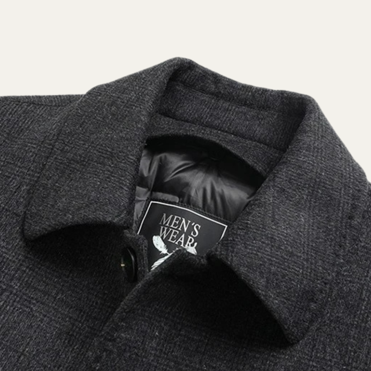 Men's Wool Blend Overcoat Charcoal Down Insulated