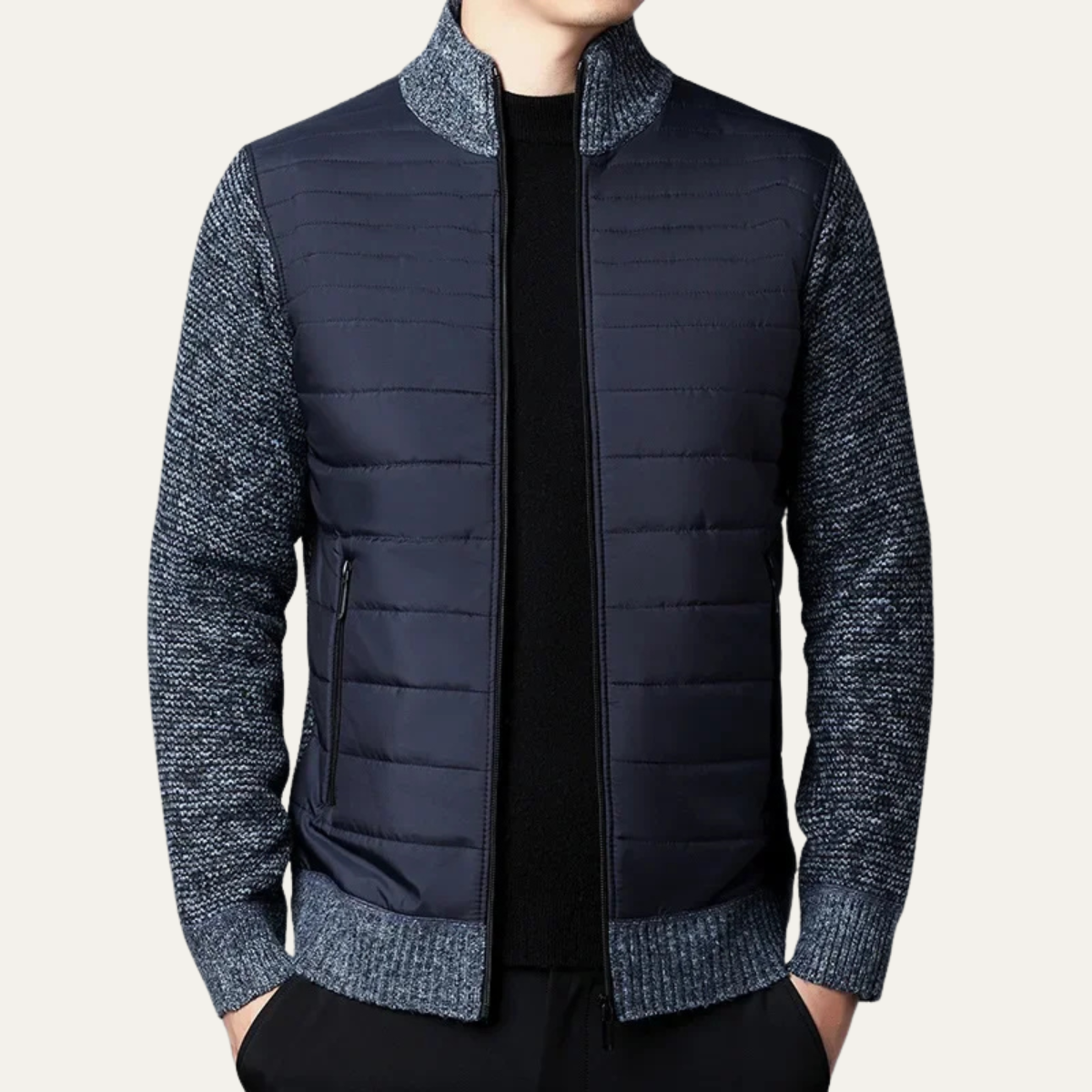 The Aberdeen Men's Cotton Quilted Knit Padded Zip Up Cardigan