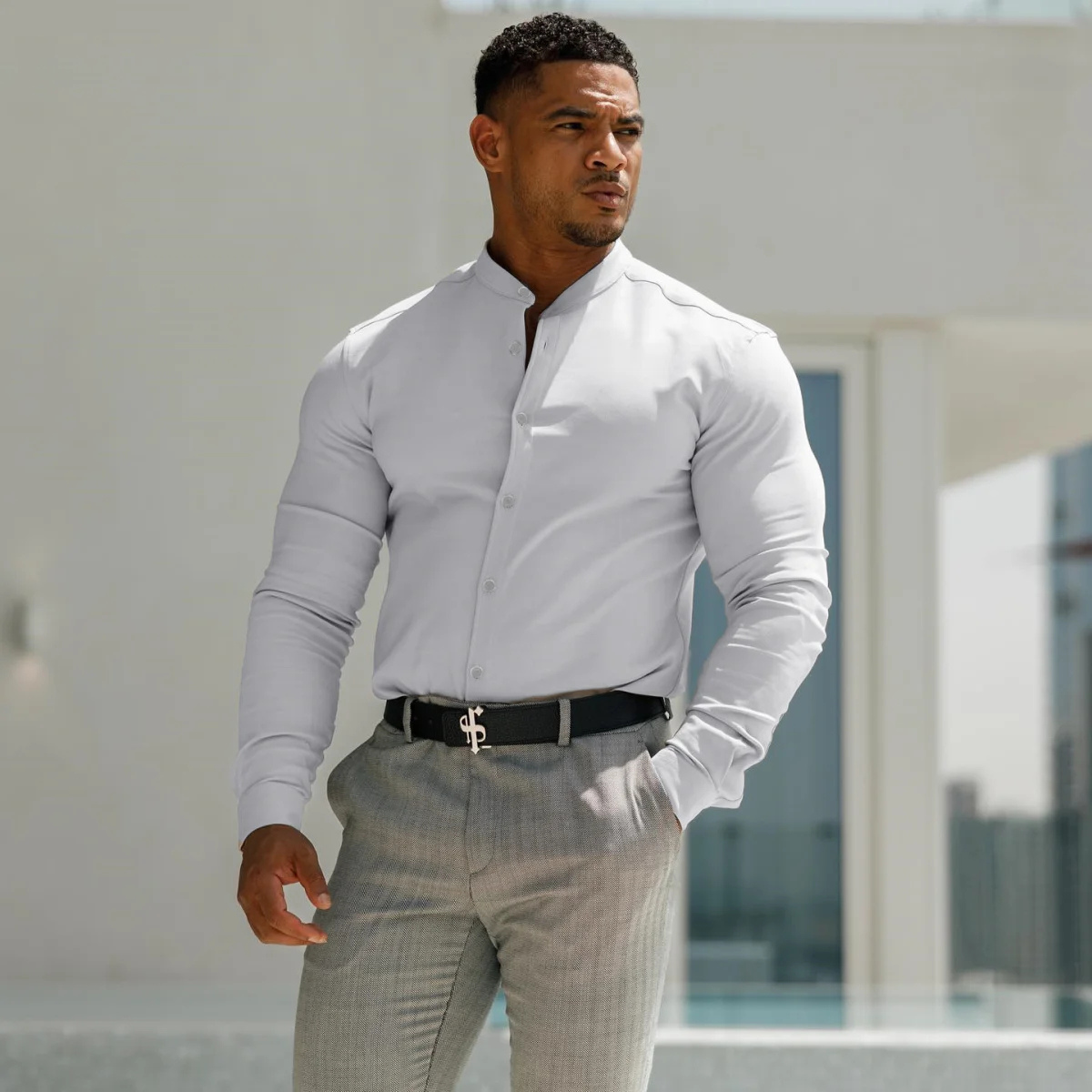 The Willowgate Men’s Slim Fit Stand Collar Shirt