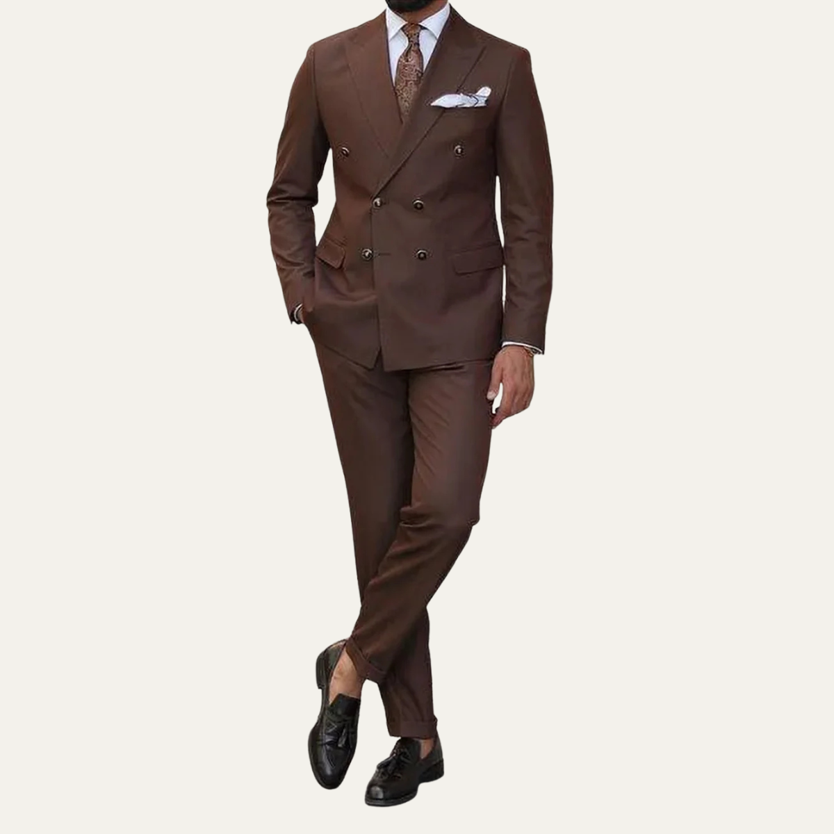 The Westminster Men’s Elegant Double Breasted Suit – Slim Fit Formal 2 Piece Wedding Set
