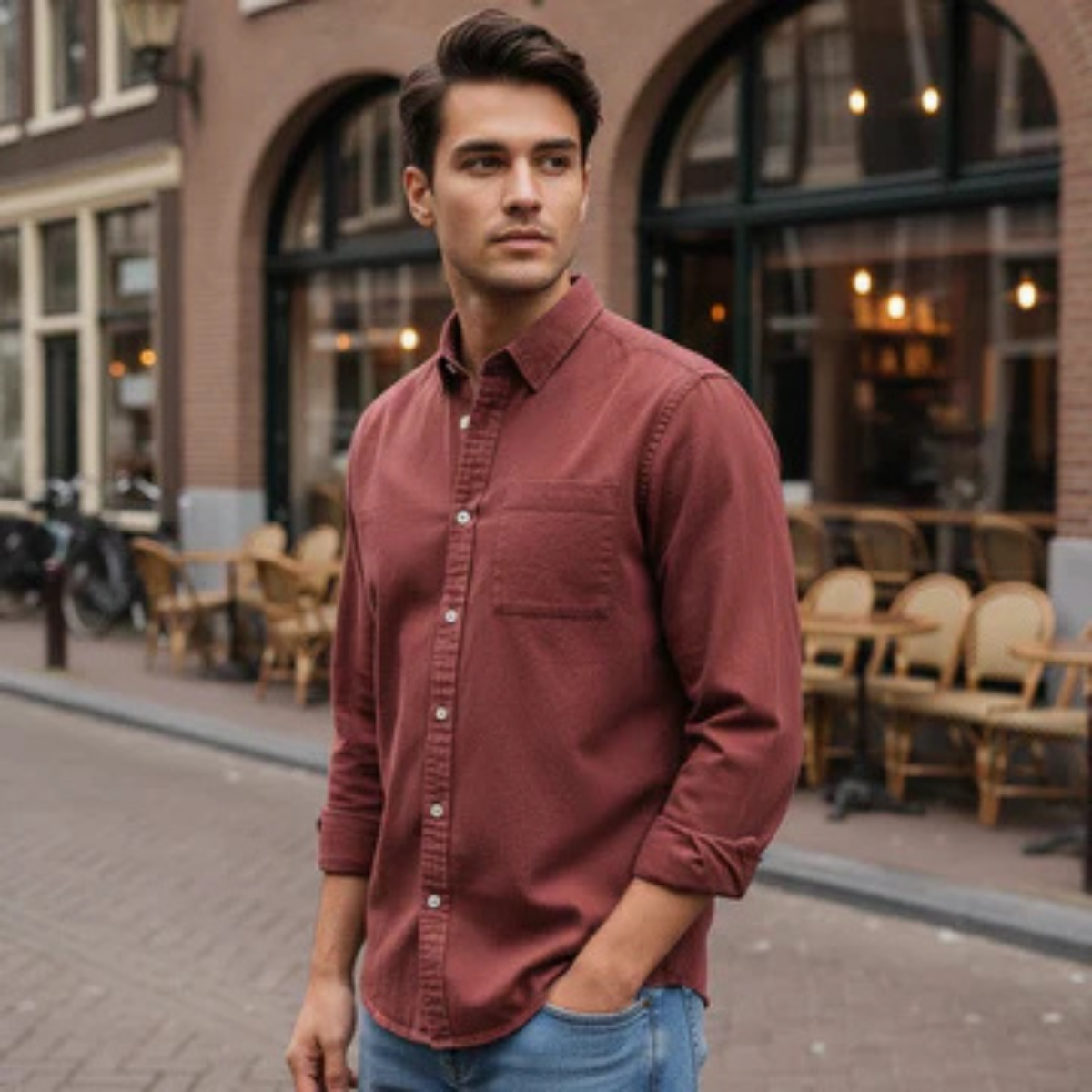 The Melrose Men’s Classic Oxford Style Button Up Dress Shirt