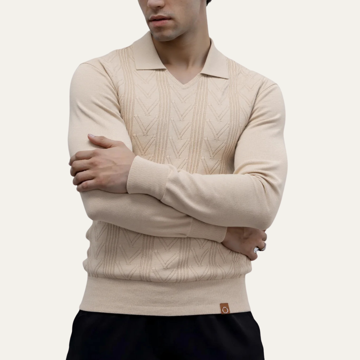 The Pembroke Men's Slim Fit V Neck Polo Knitted Sweater