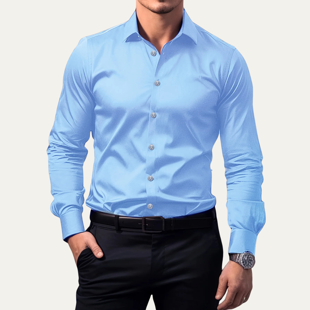 The Lignano Men’s Slim Fit Stretch Button Down Business Shirt