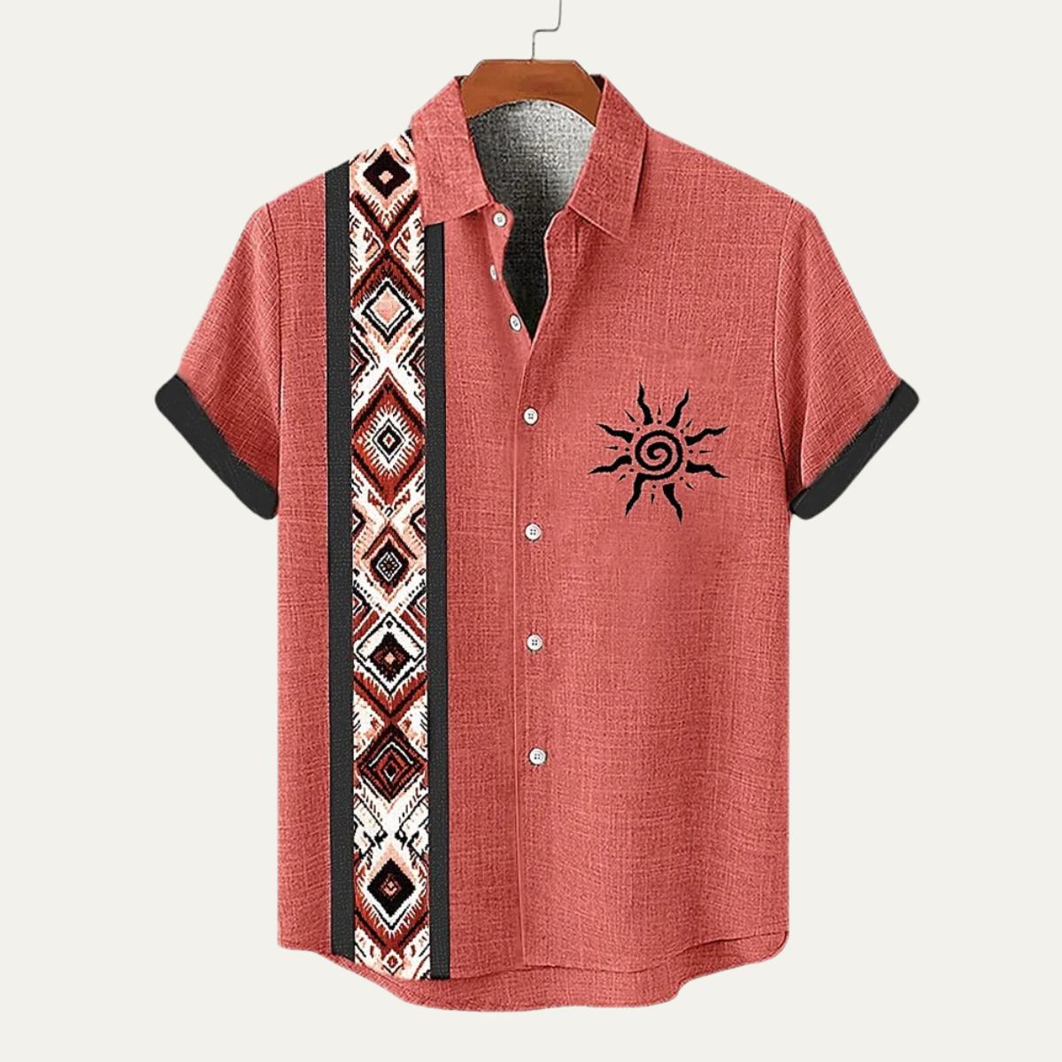 The Lucca Men’s Retro Patchwork Button Down Linen Top