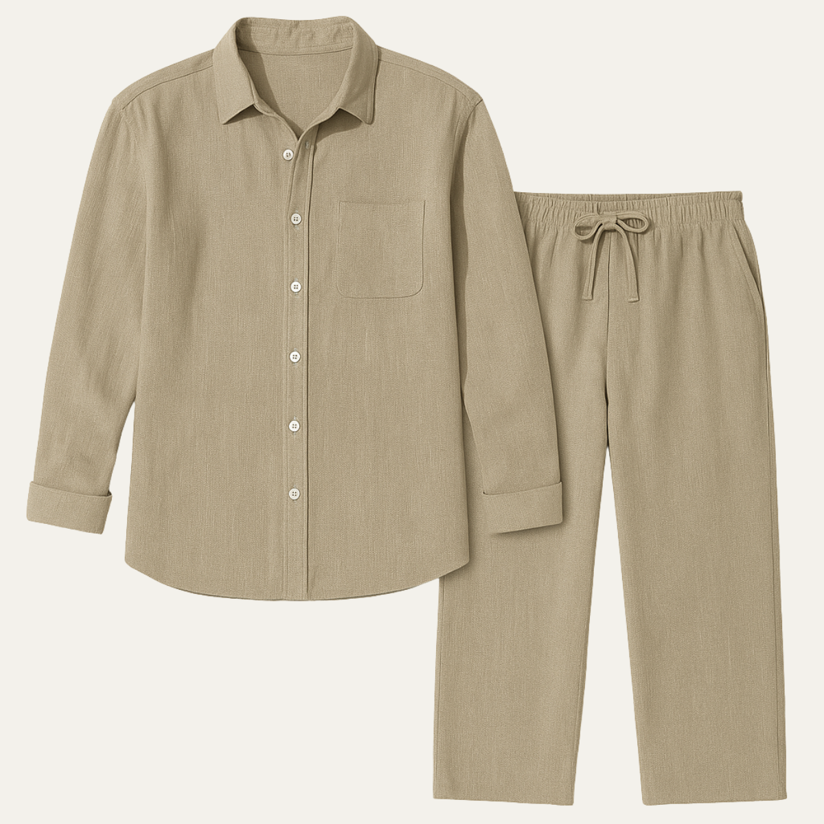 The Birmingham Men’s Linen Shirt &amp; Drawstring Trousers Set – Summer Beach Outfit