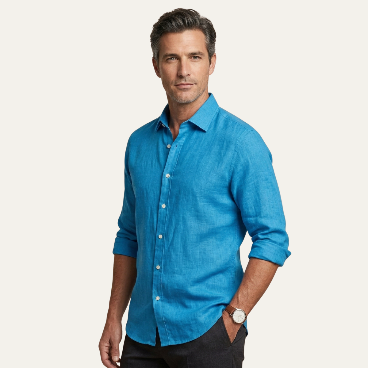 The Silverwood Hill Men's Lightweight Linen Summer Casual Button Up Shirt