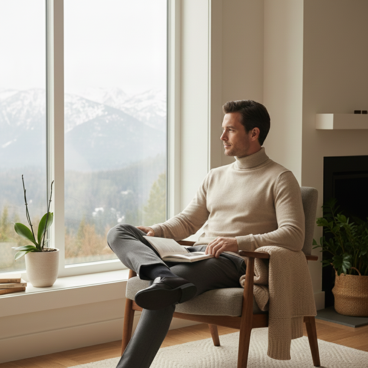 The Caernarfon Men's Slim Fit Turtleneck Casual Sweater