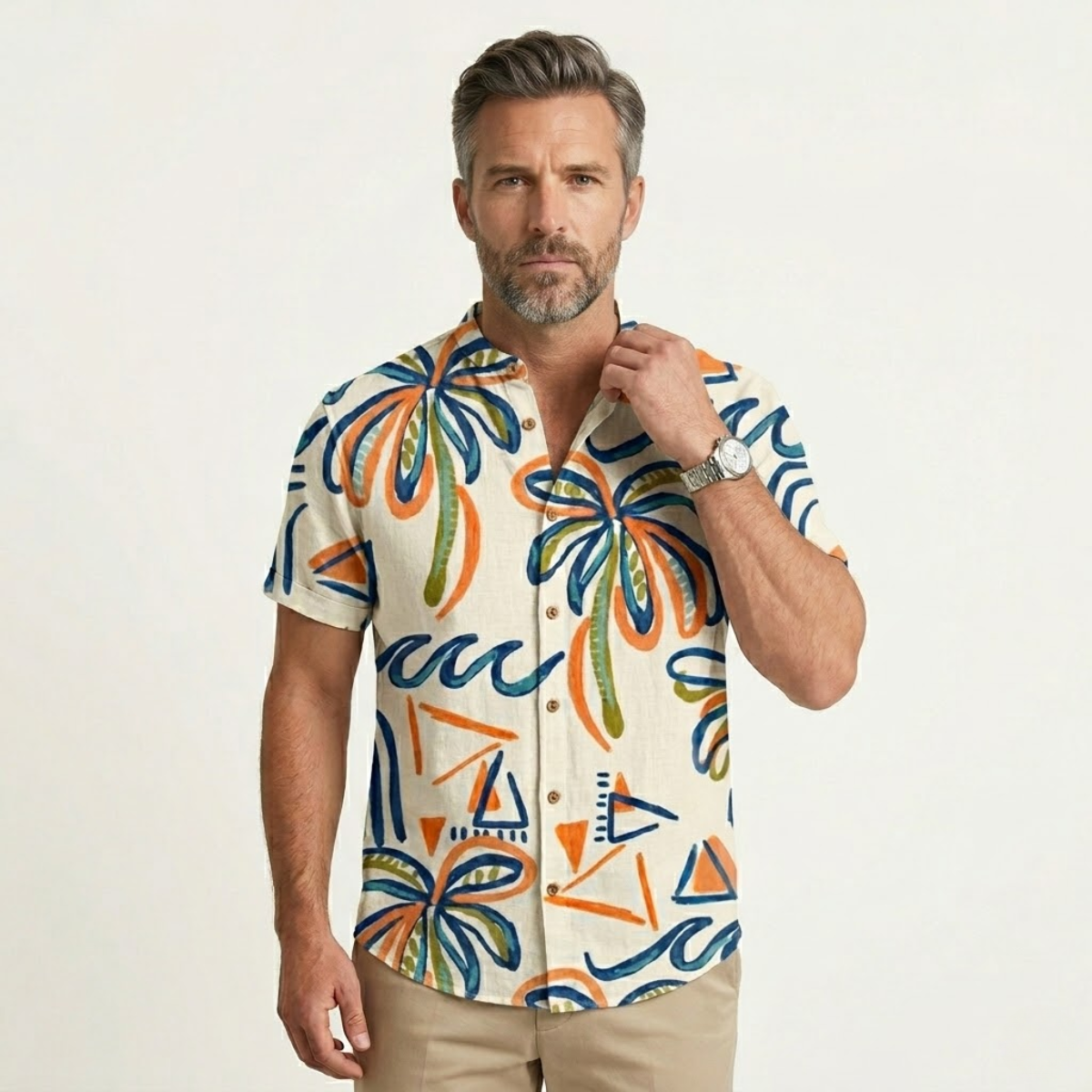 The Crestmoor Men’s HawaiianTropical Button Up Soft Shirt