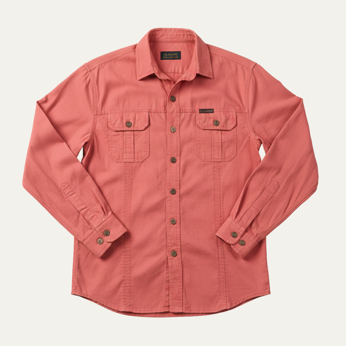 The Ashton Ridge Men’s Solid Color Multi Pocket Cotton Cargo Shirt