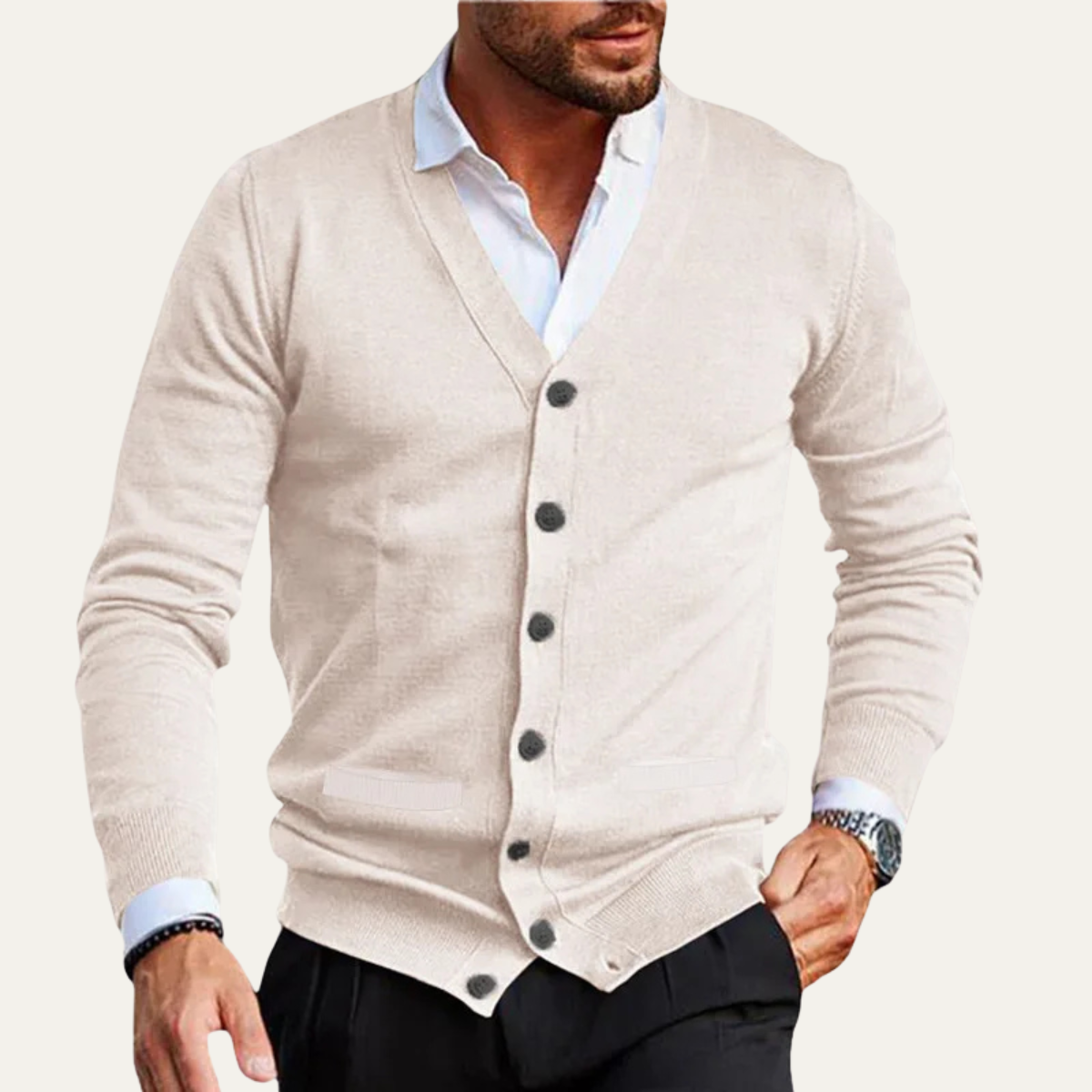 Men’s V Neck Slim Fit Knit Cardigan