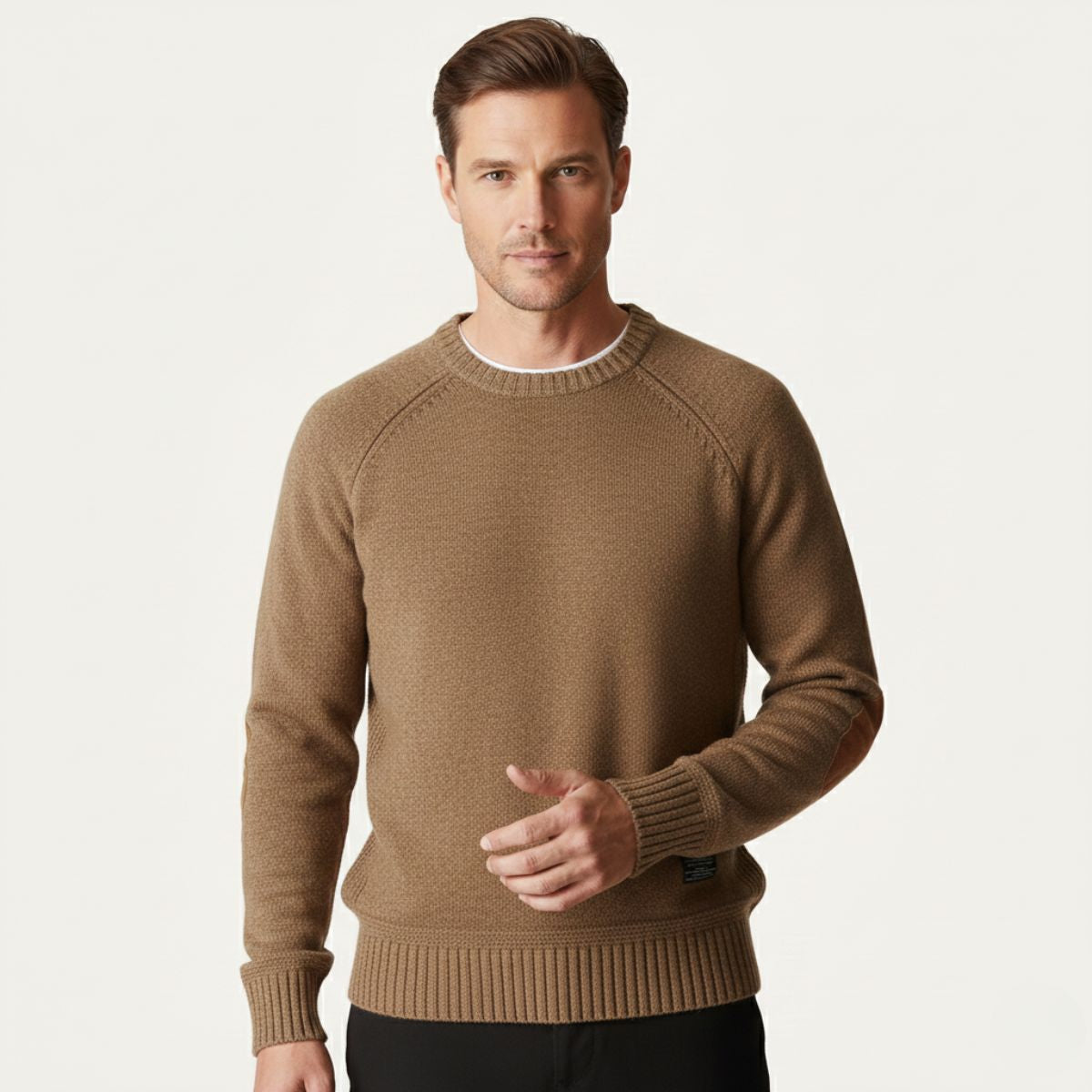The Briarwood Men’s Oversized Knit Sweater with Elbow Patches