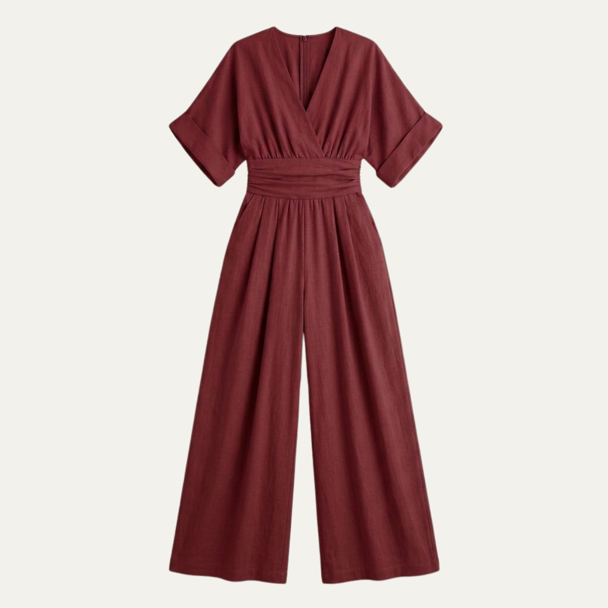 Elegant V Neck Wide Leg Jumpsuit