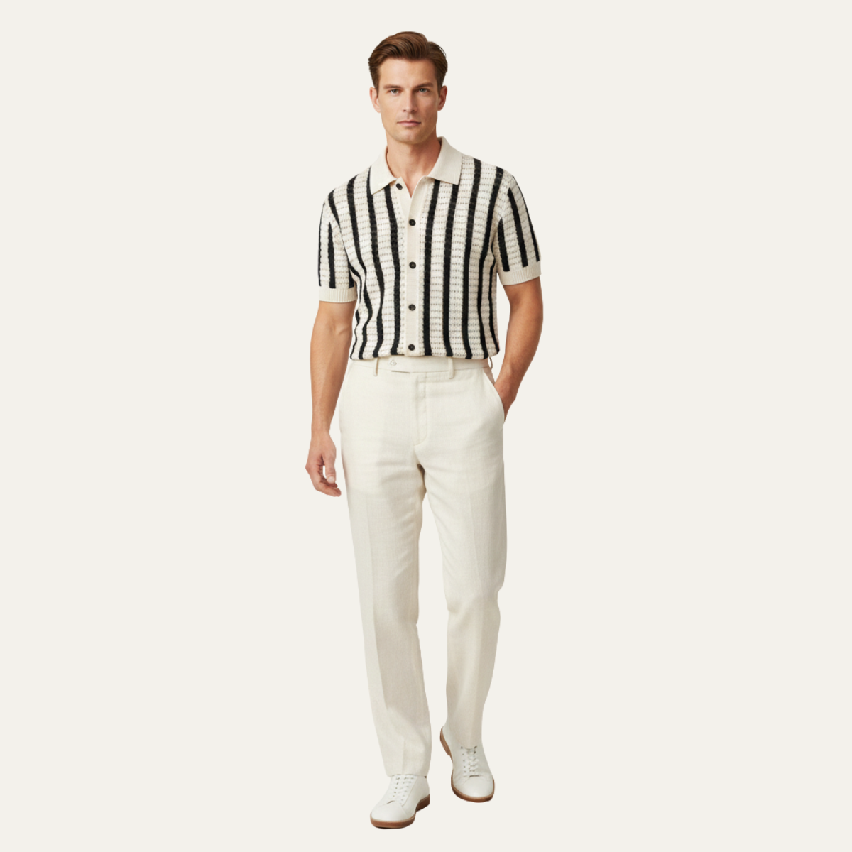 The Bristol Men’s Breathable Striped Knitted Polo Shirt