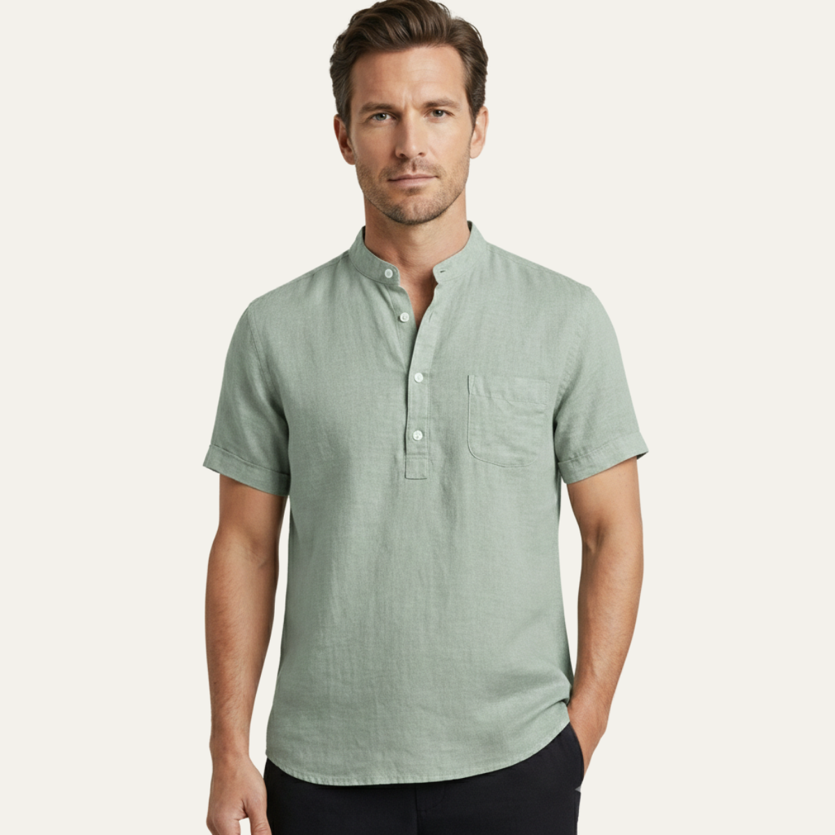 The Glasgow Men’s Casual Cotton Linen Henley Shirt