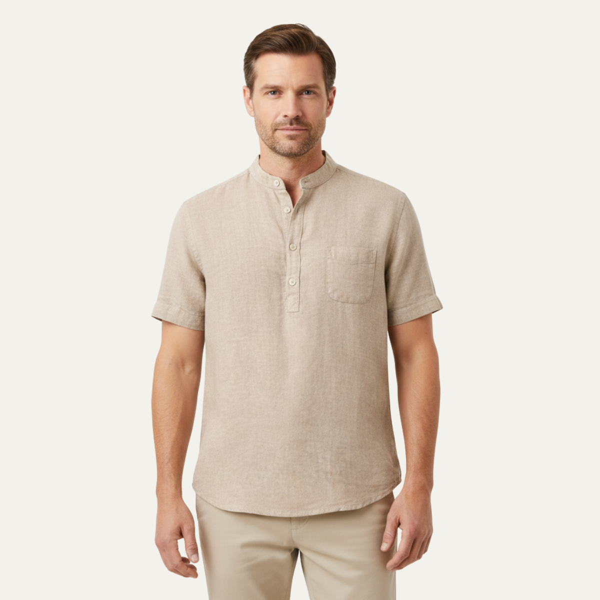 The Aberdeen Men’s Trendy Cotton Linen Henley Shirt