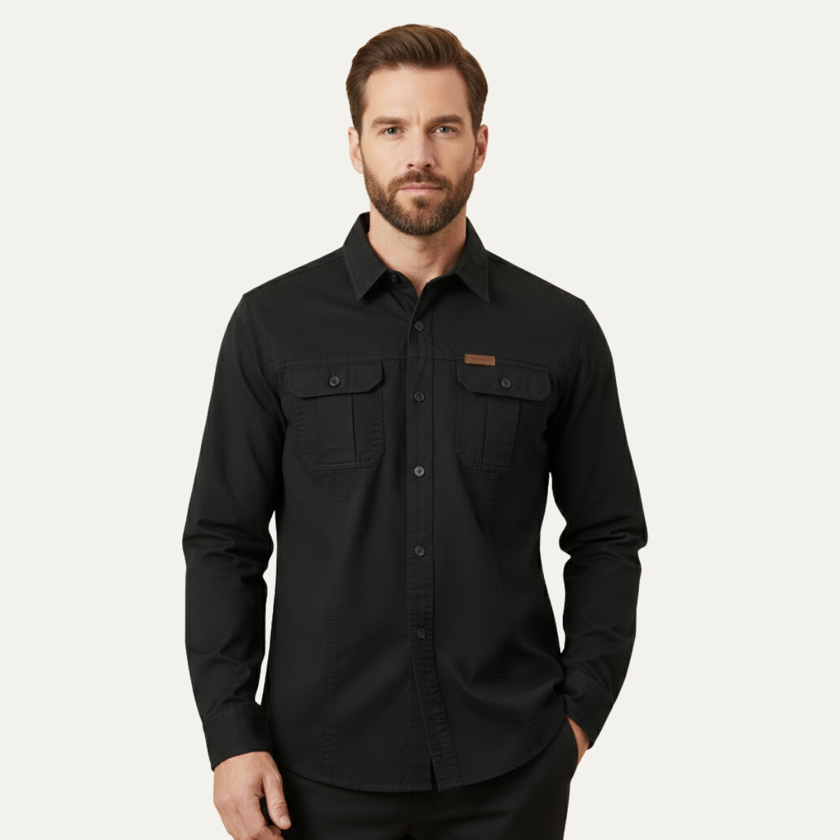 The Cedarfield Men’s Solid Color Multi Pocket Soft Cargo Shirt