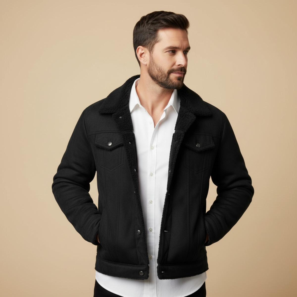 The Quebec Fleece Lined Faux Leather Jacket for Men