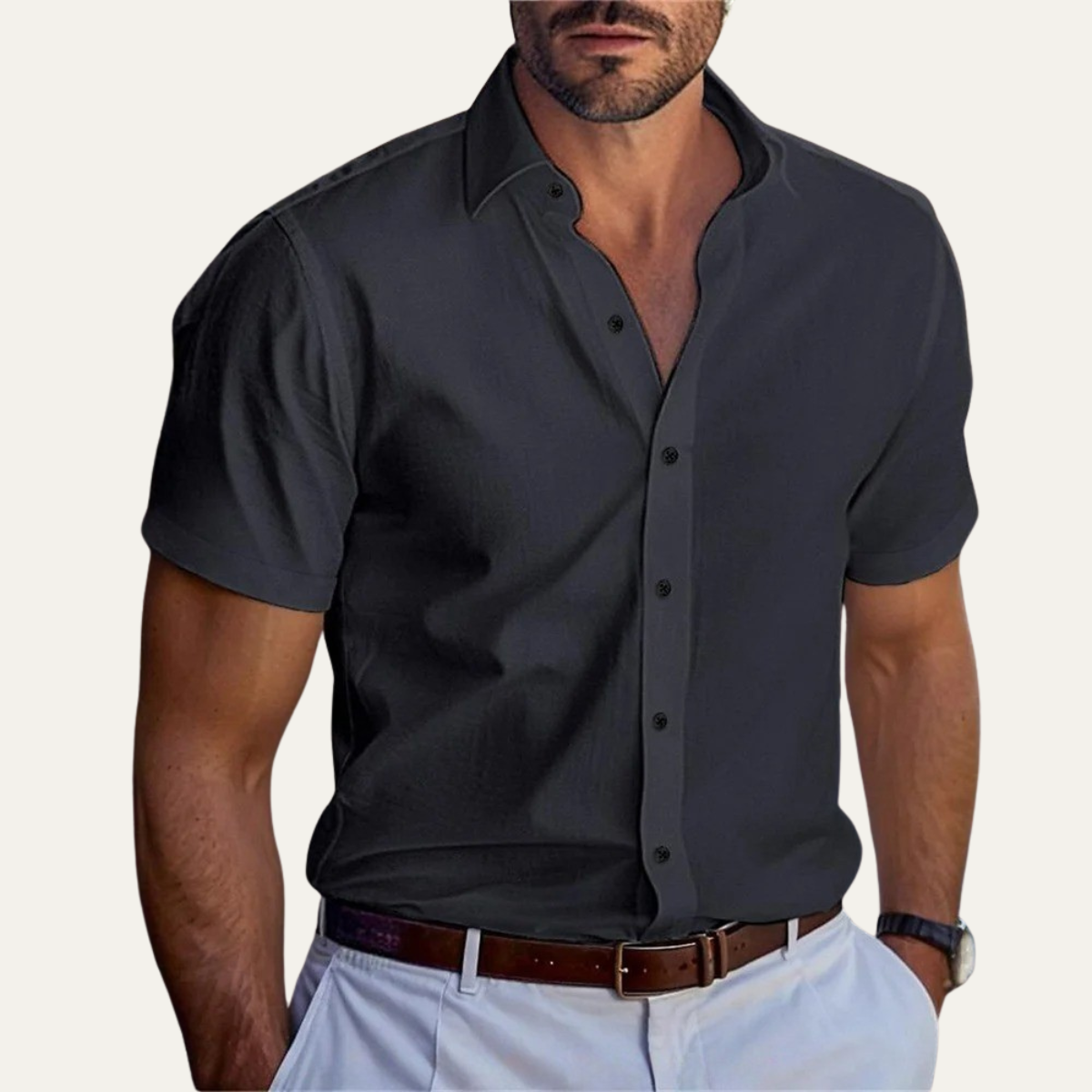The Belluno Men’s Casual Business Solid Button-Up Shirt