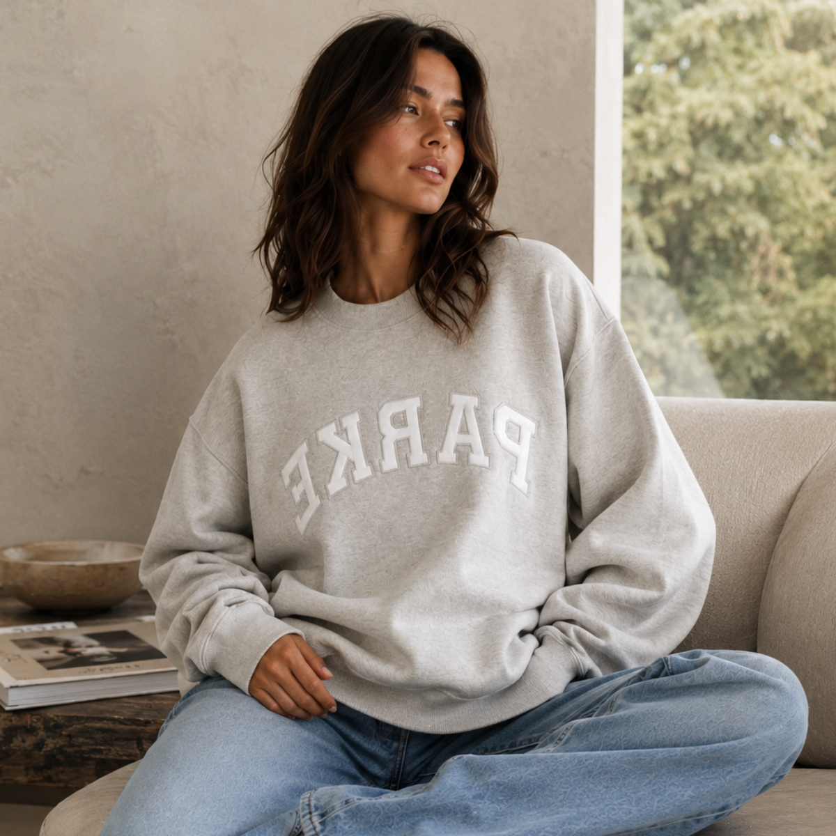 Oversize Varsity Sweatshirt with Embroidered Letters