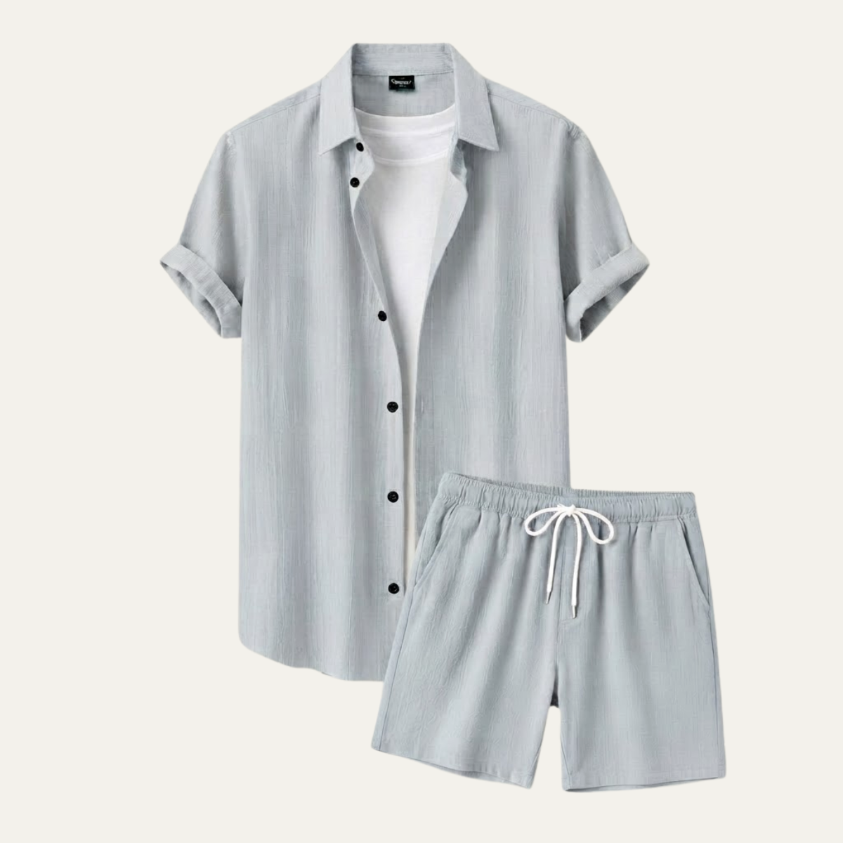 The Hillcrest Park Men’s Casual Co Ord Set – Button Up Shirt & Drawstring Shorts