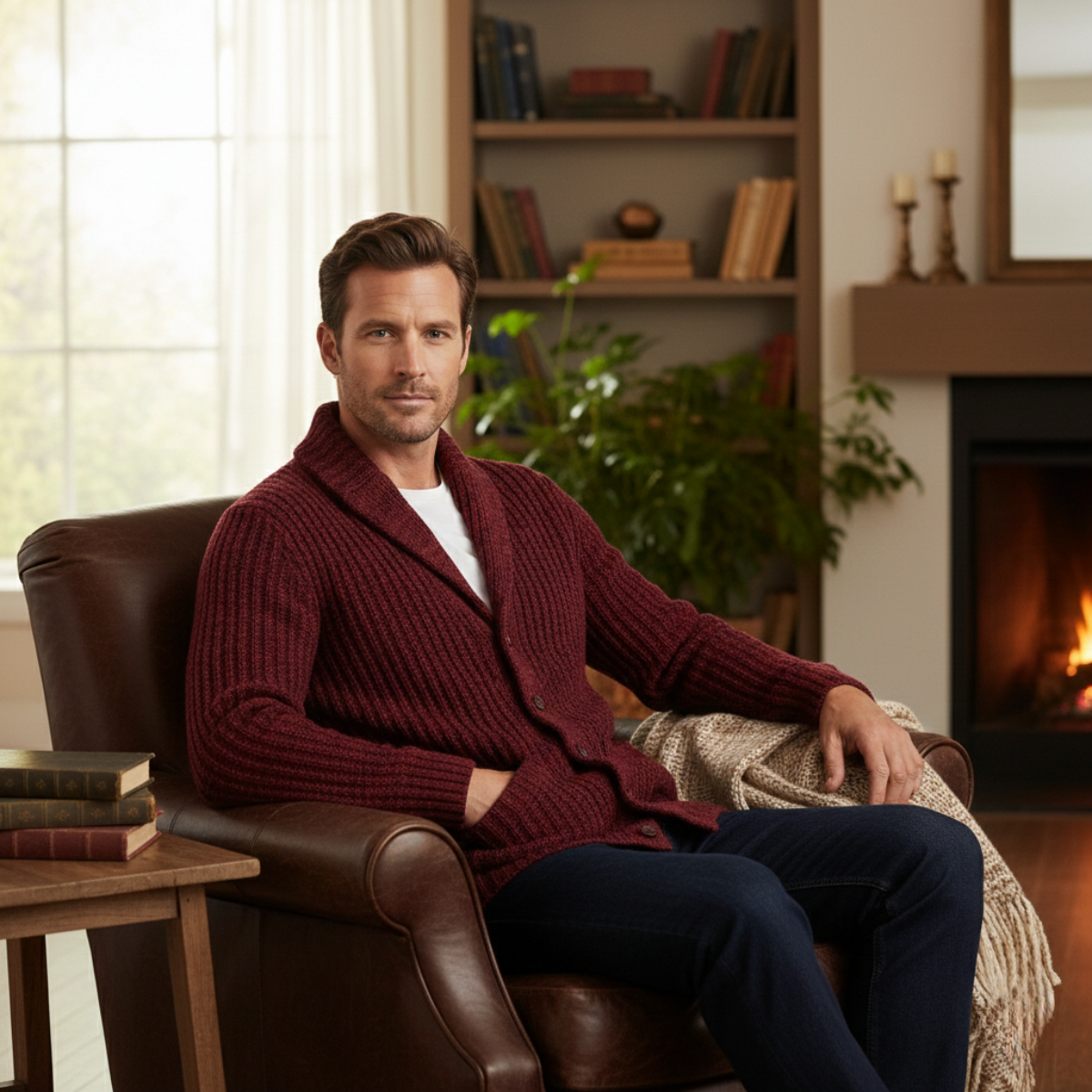 The Montpellier Men’s Chunky Knit Shawl Collar Cardigan