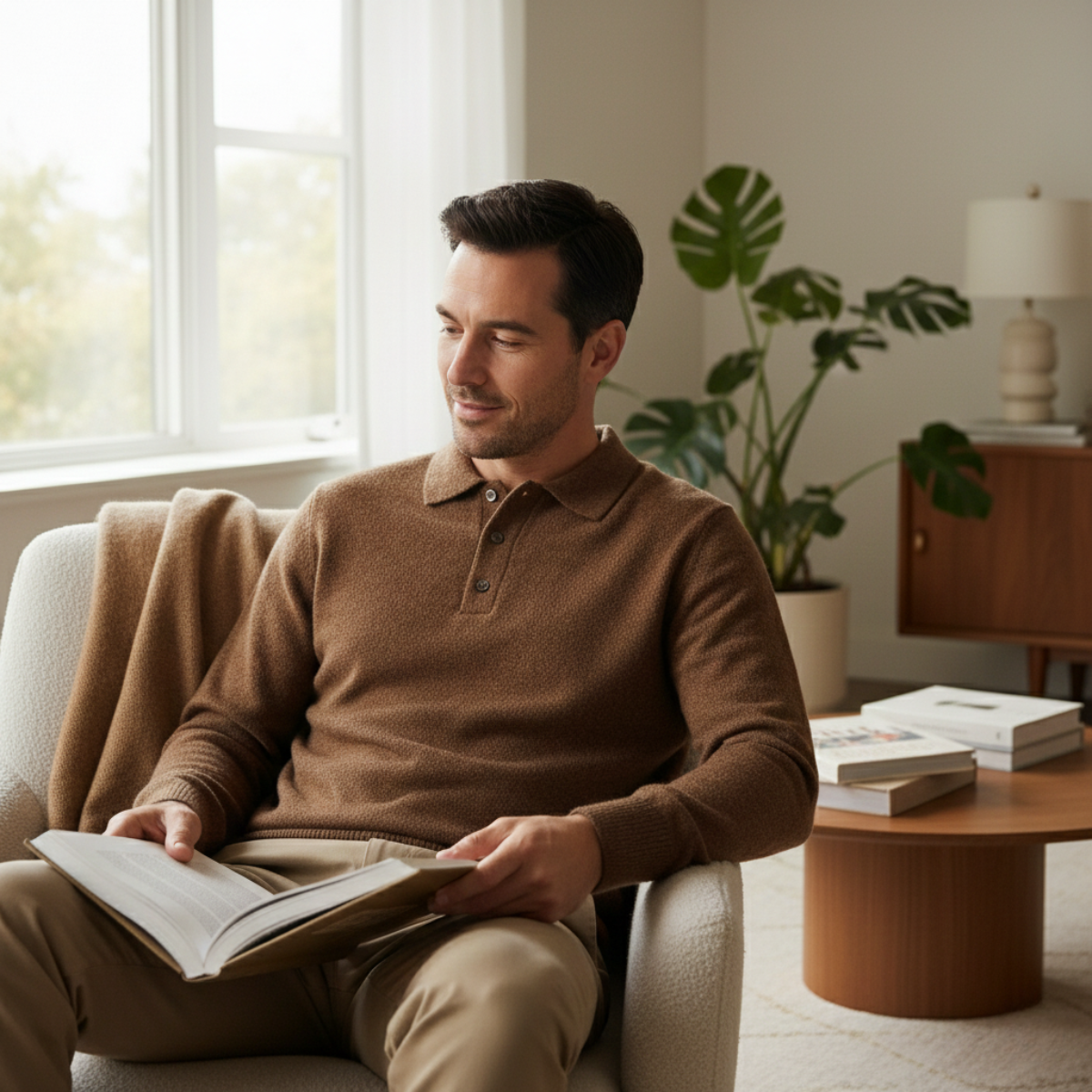 The Cedarfield Men's Trendy Soft Knit Polo Sweater