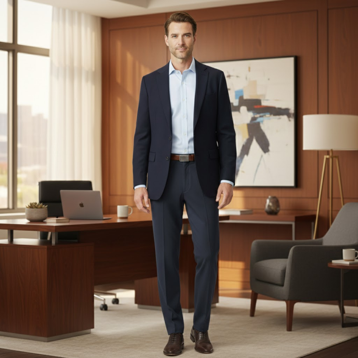 The Montfield Men’s Double Pleated High Waist Straight Leg Pants