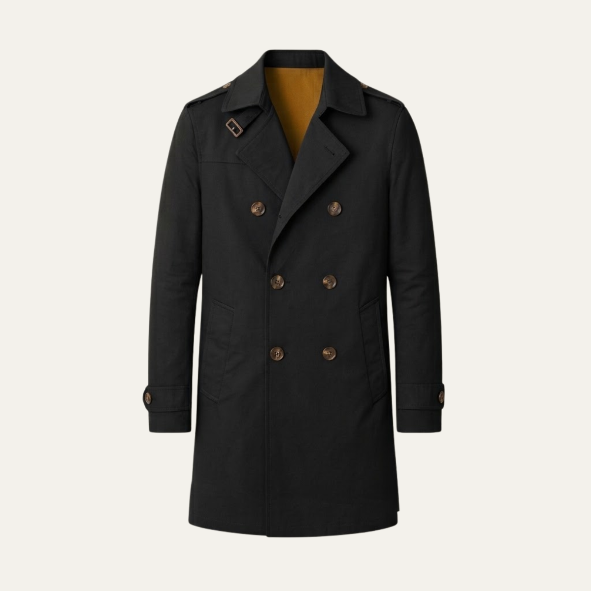 Men's Trench Coat Beige Single Breasted Notched Collar