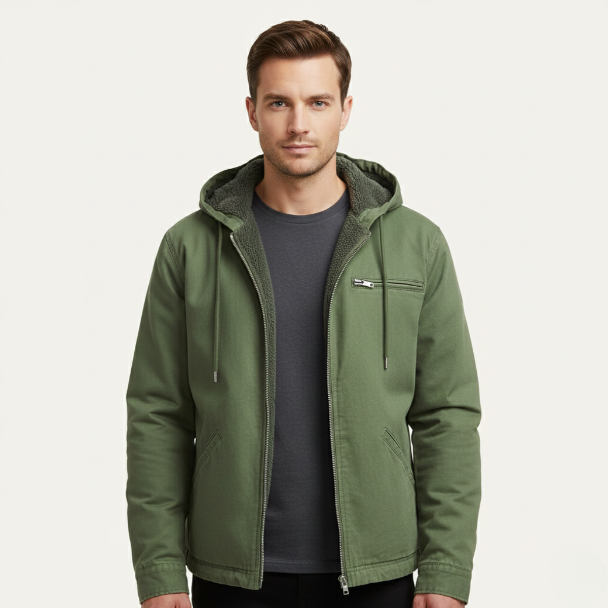 The Briarbrook Men’s Warm Fleece Lined Retro Hooded Jacket