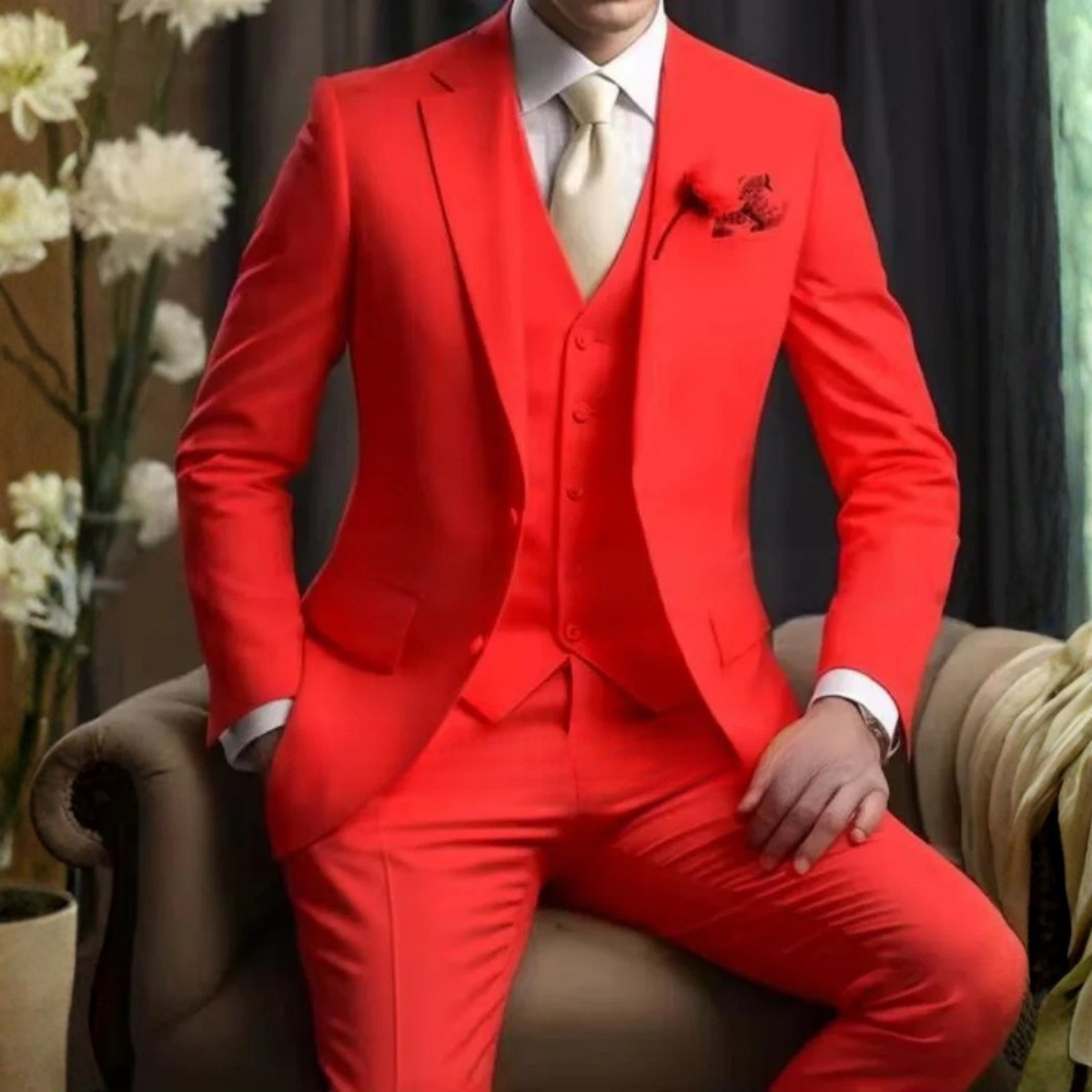 The Cisternino Men’s Wedding 3 Piece Suit – Slim Fit Jacket Vest Pants