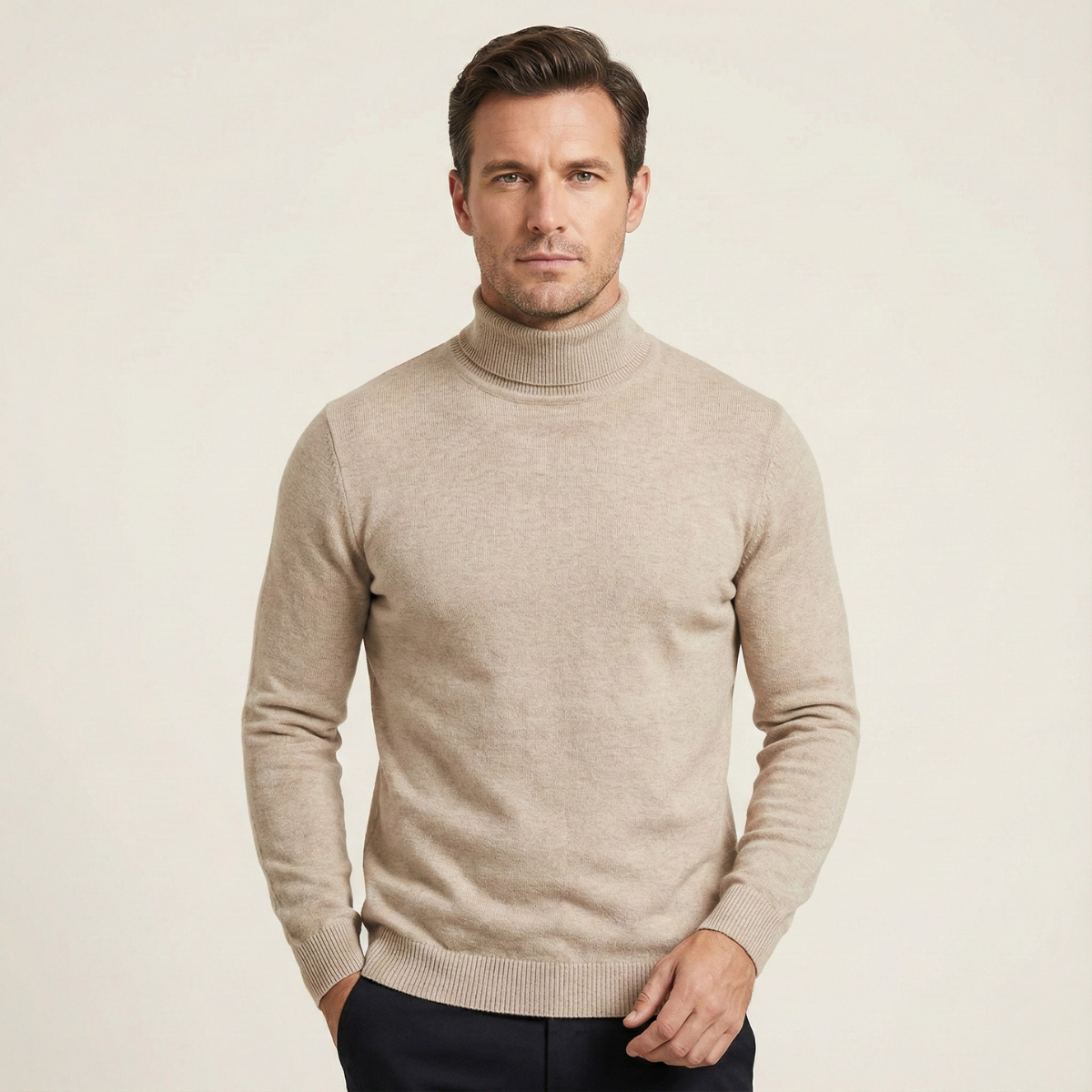 The Caernarfon Men's Slim Fit Turtleneck Casual Sweater