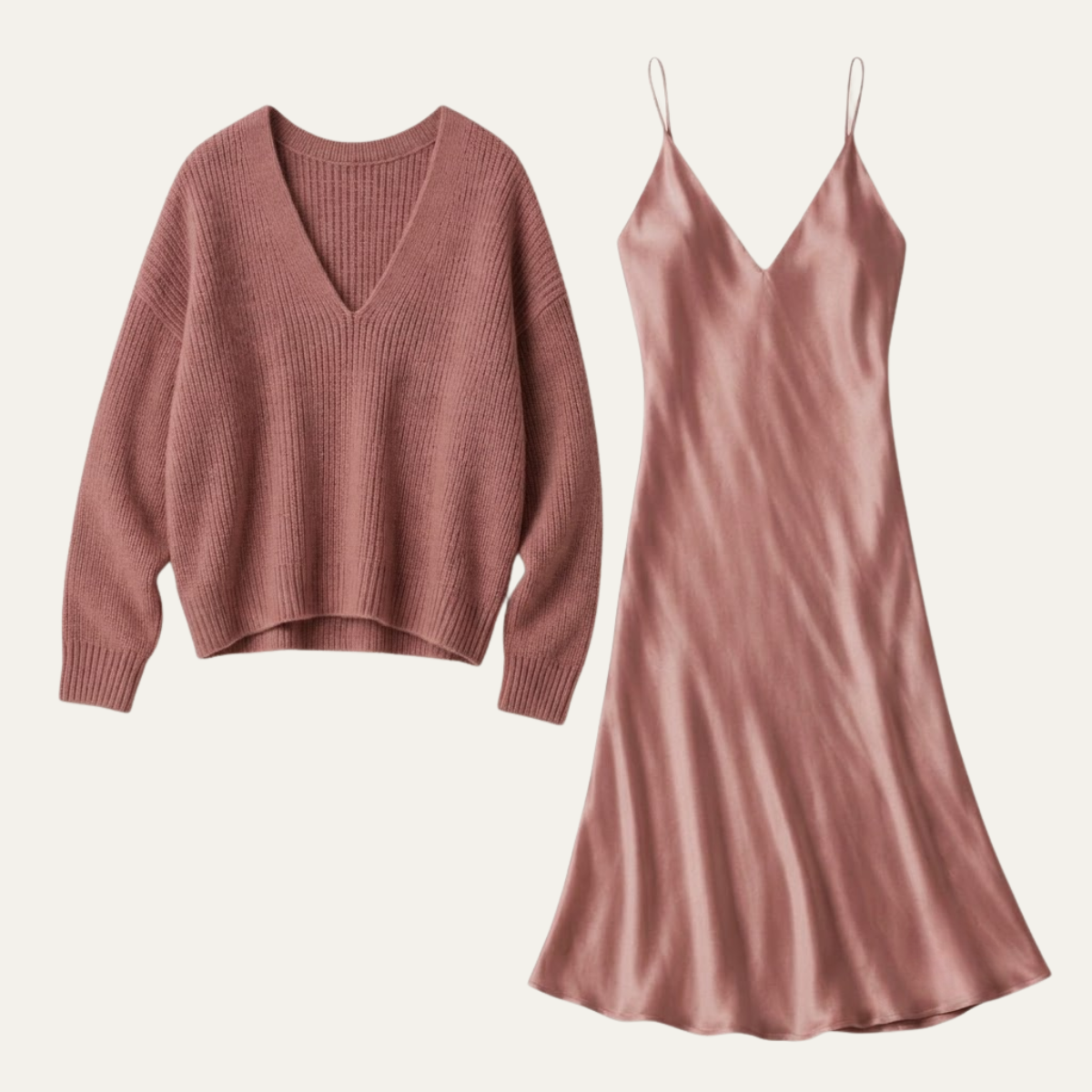Premium Sweater & Satin Maxi Skirt Set