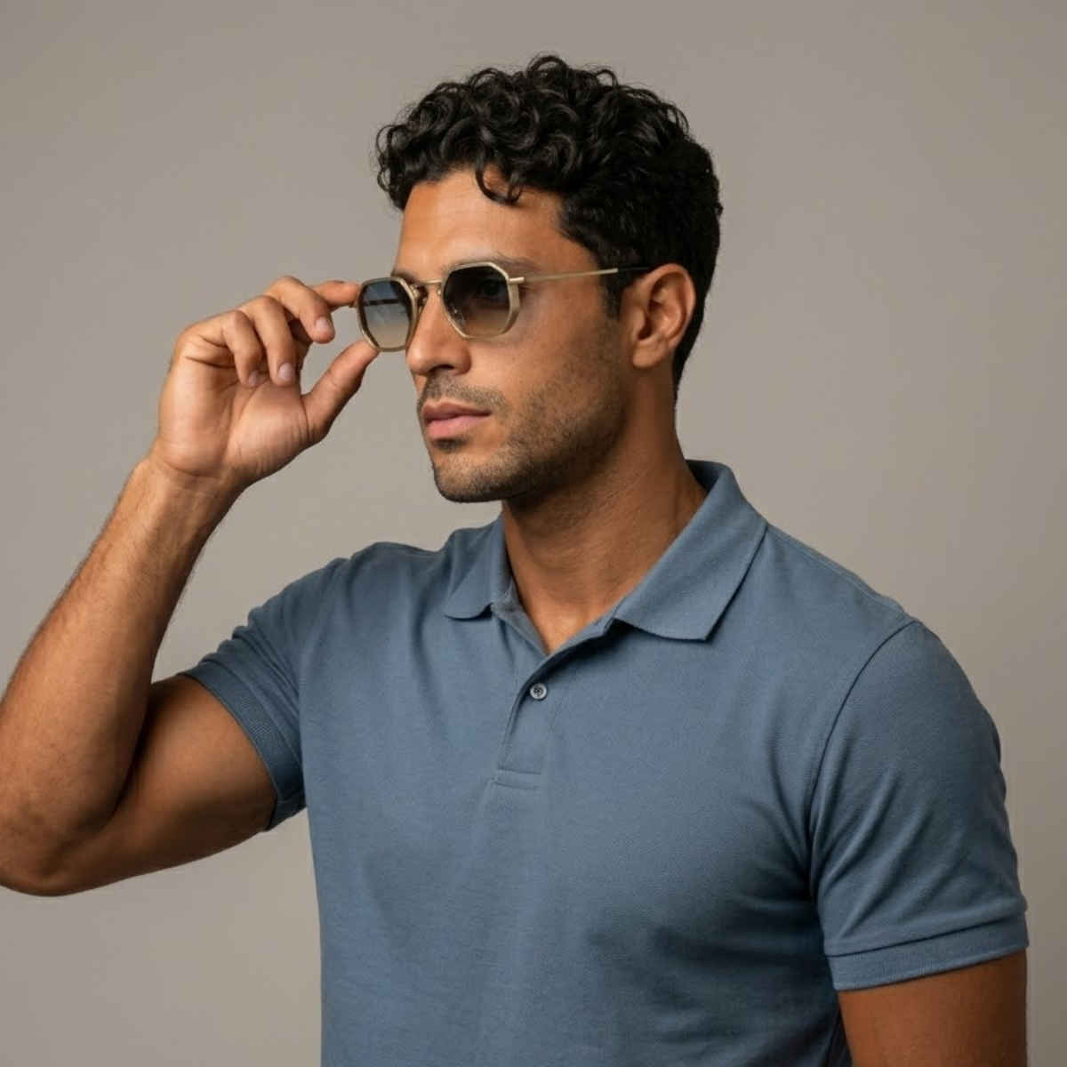 The Burlington Men's Retro Hexagon Sunglasses