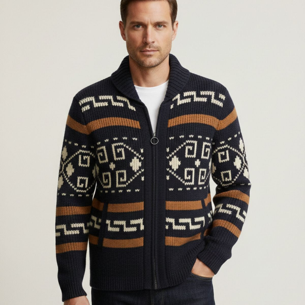 The Orvieto Men’s Vintage Thick Winter Shawl Collar Knit Cardigan