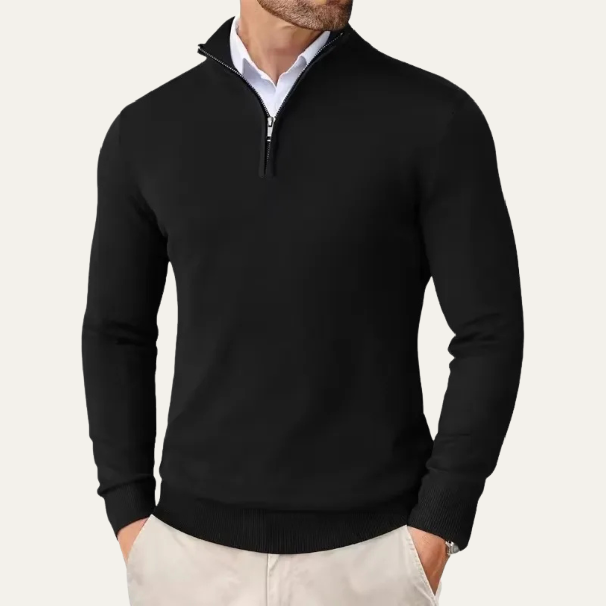 The Elmwood  Men's Quarter Zip Knitted Mock Neck Sweater