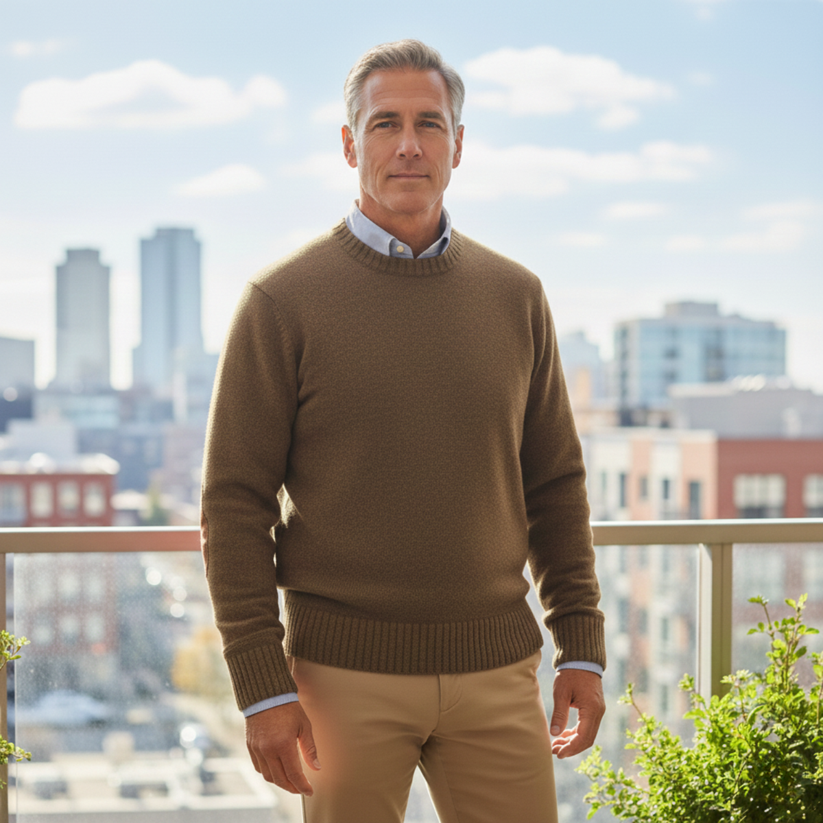 The Briarwood Men’s Oversized Knit Sweater with Elbow Patches