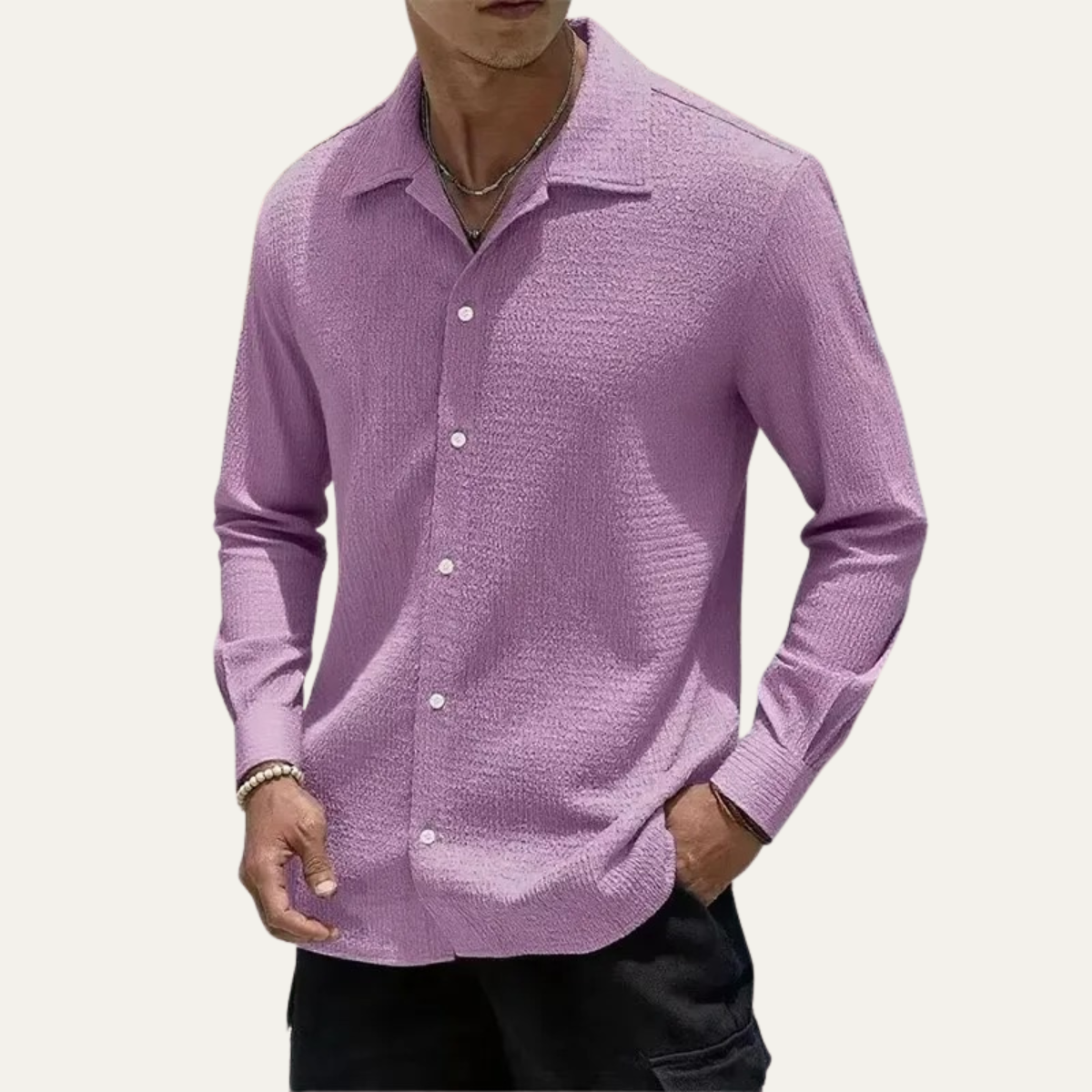The Frascati Men’s Relaxed Fit  Casual Textured Shirt