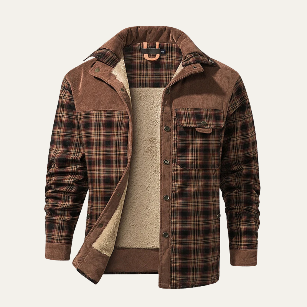 The Montefalco Men’s Casual Plaid Flannel Jacket with Multi Pocket